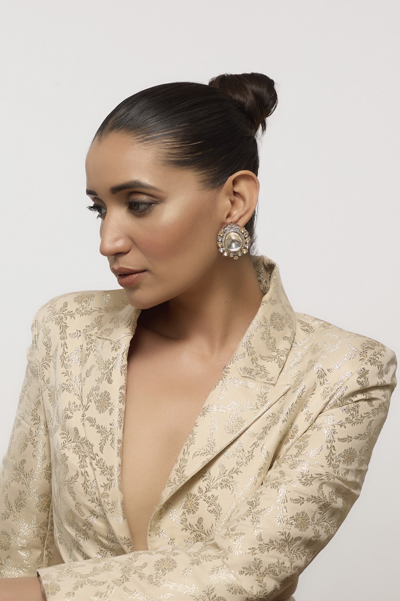 22kt Gold Plated Kundan Polki Earrings