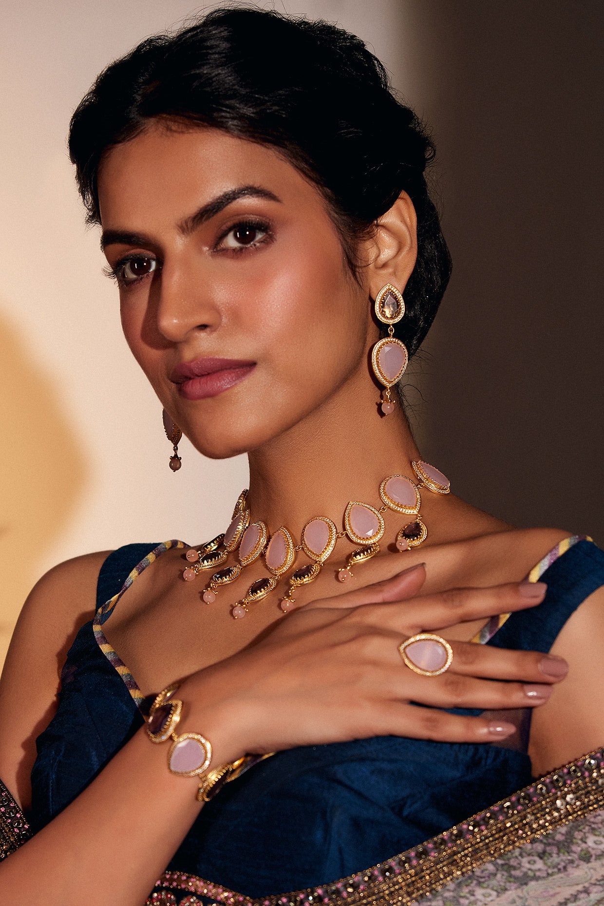 22kt Gold Plated Wild Lavendar Earrings With Morning Stars