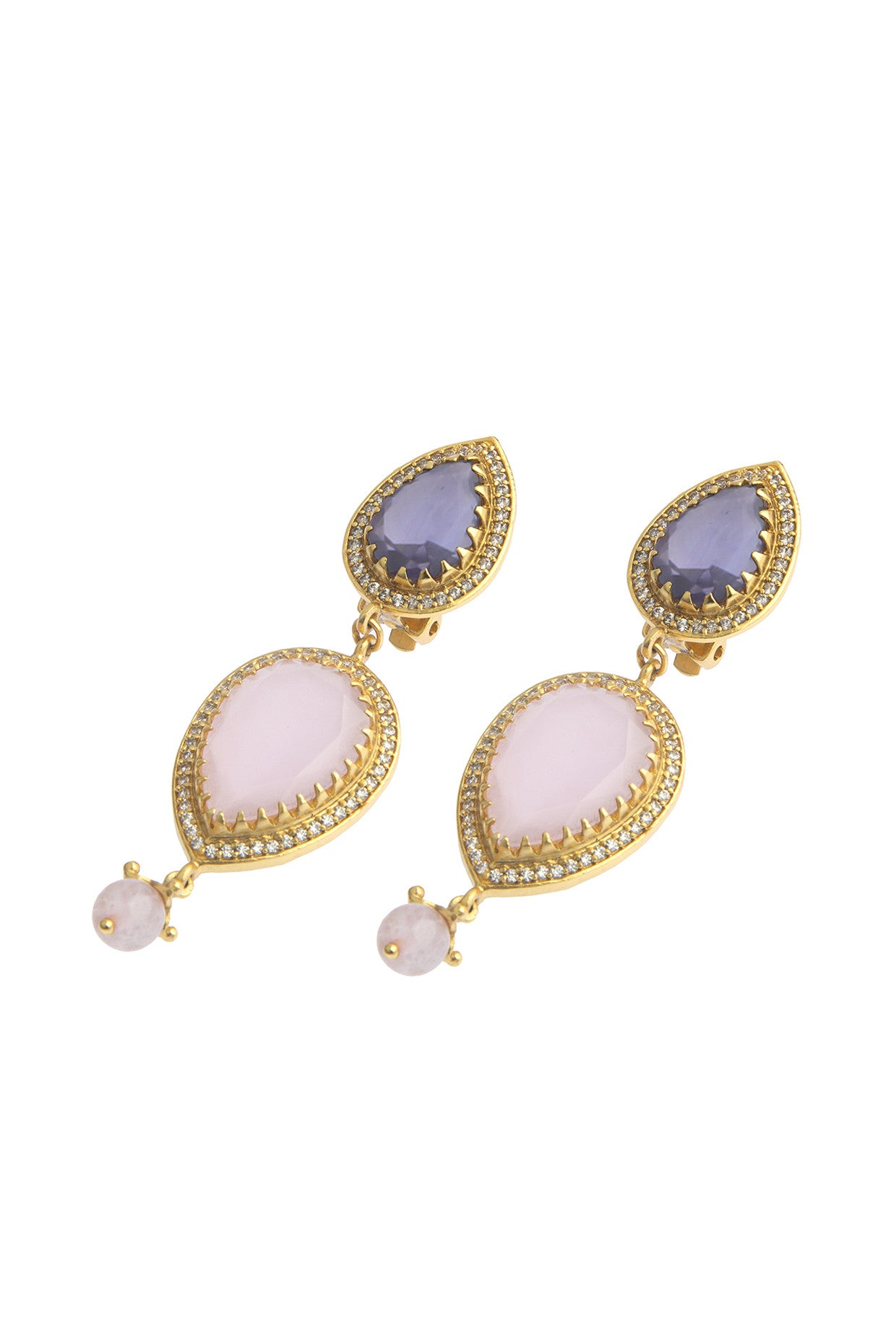 22kt Gold Plated Wild Lavendar Earrings With Morning Stars