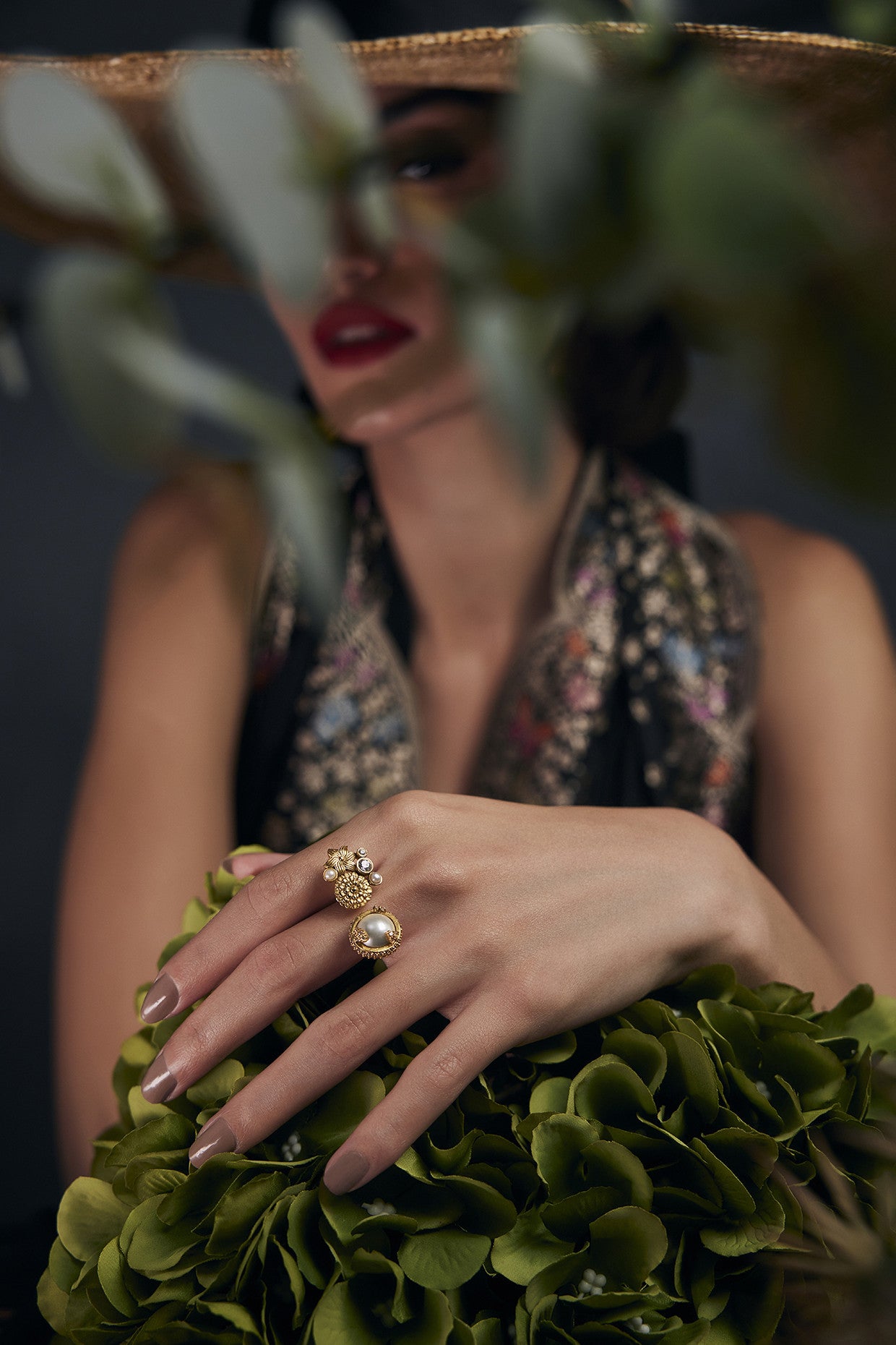 22kt Gold Plated Opaline Statement Ring