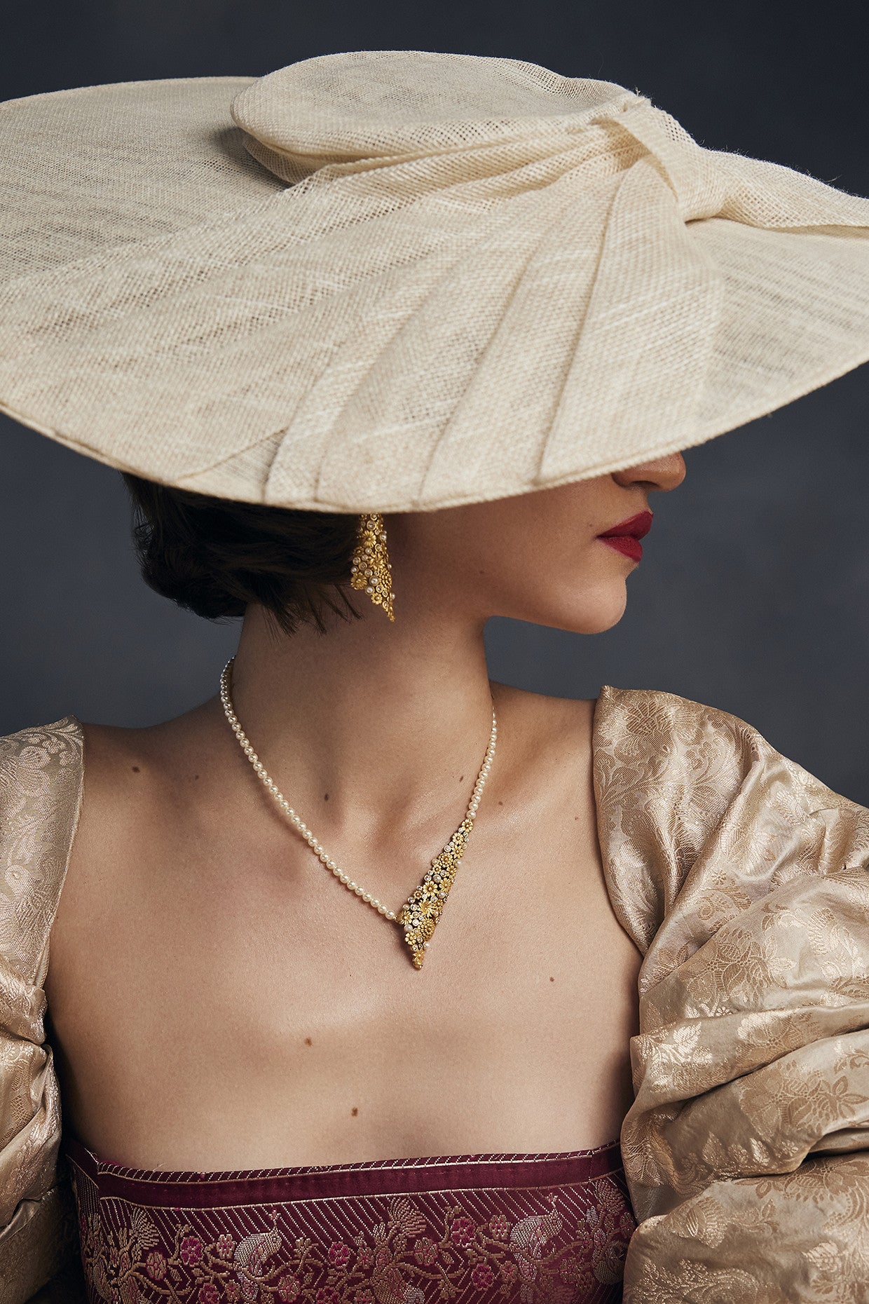 22kt Gold Plated Opaline Statement Necklace