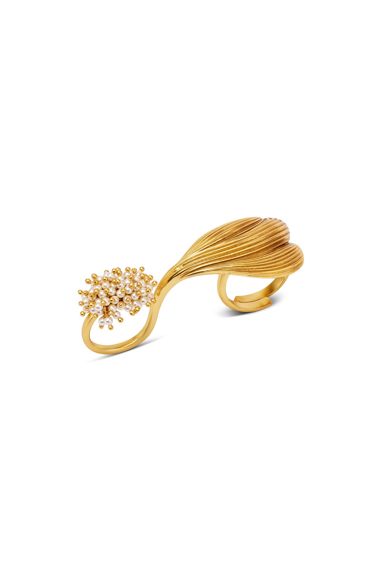 22kt Gold Plated Opaline Double-Motif Ring