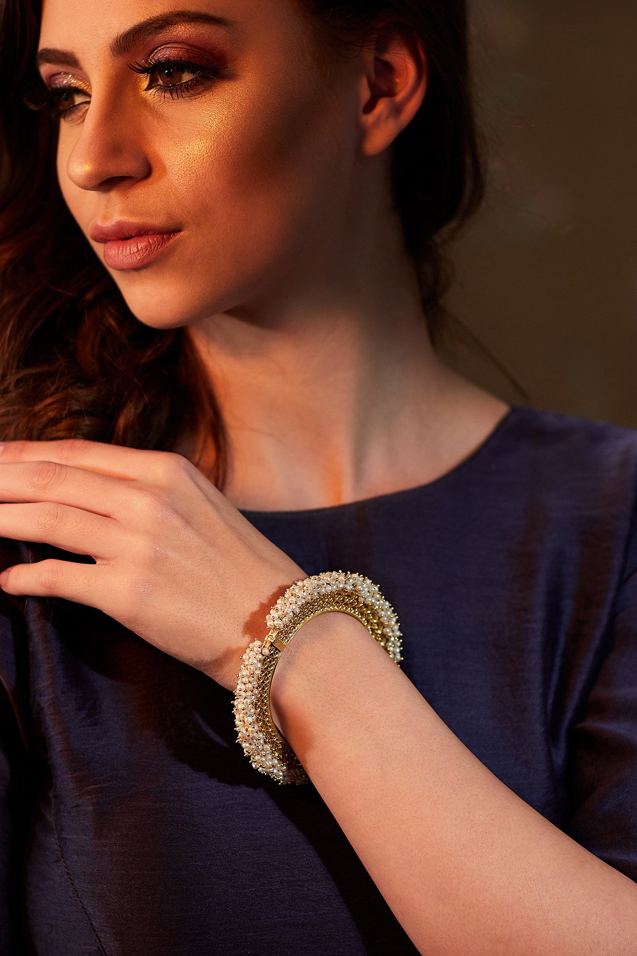 22kt Gold Plated Pearl Bangle