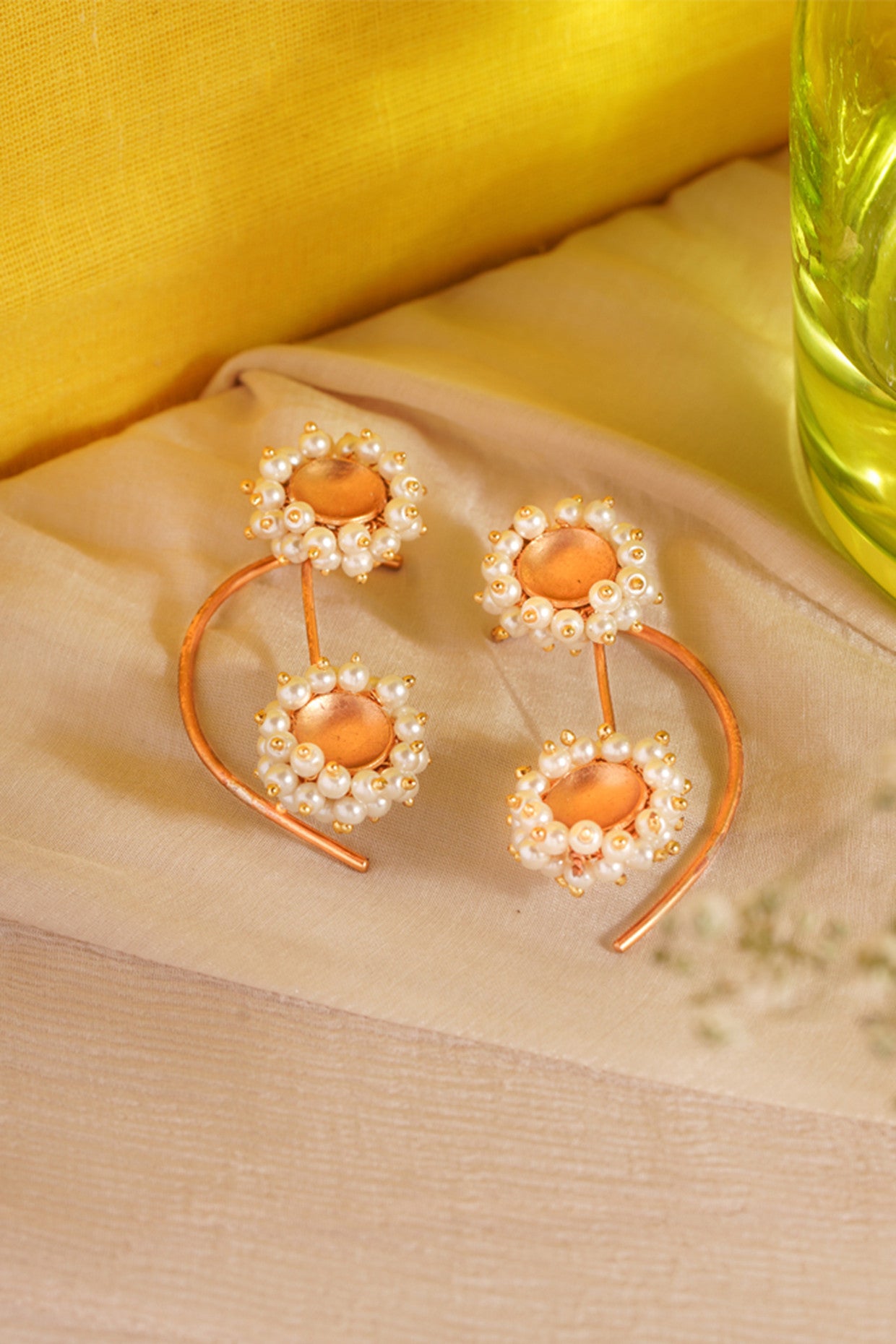 22kt Gold Plated Pearl Bunch Ear Clips