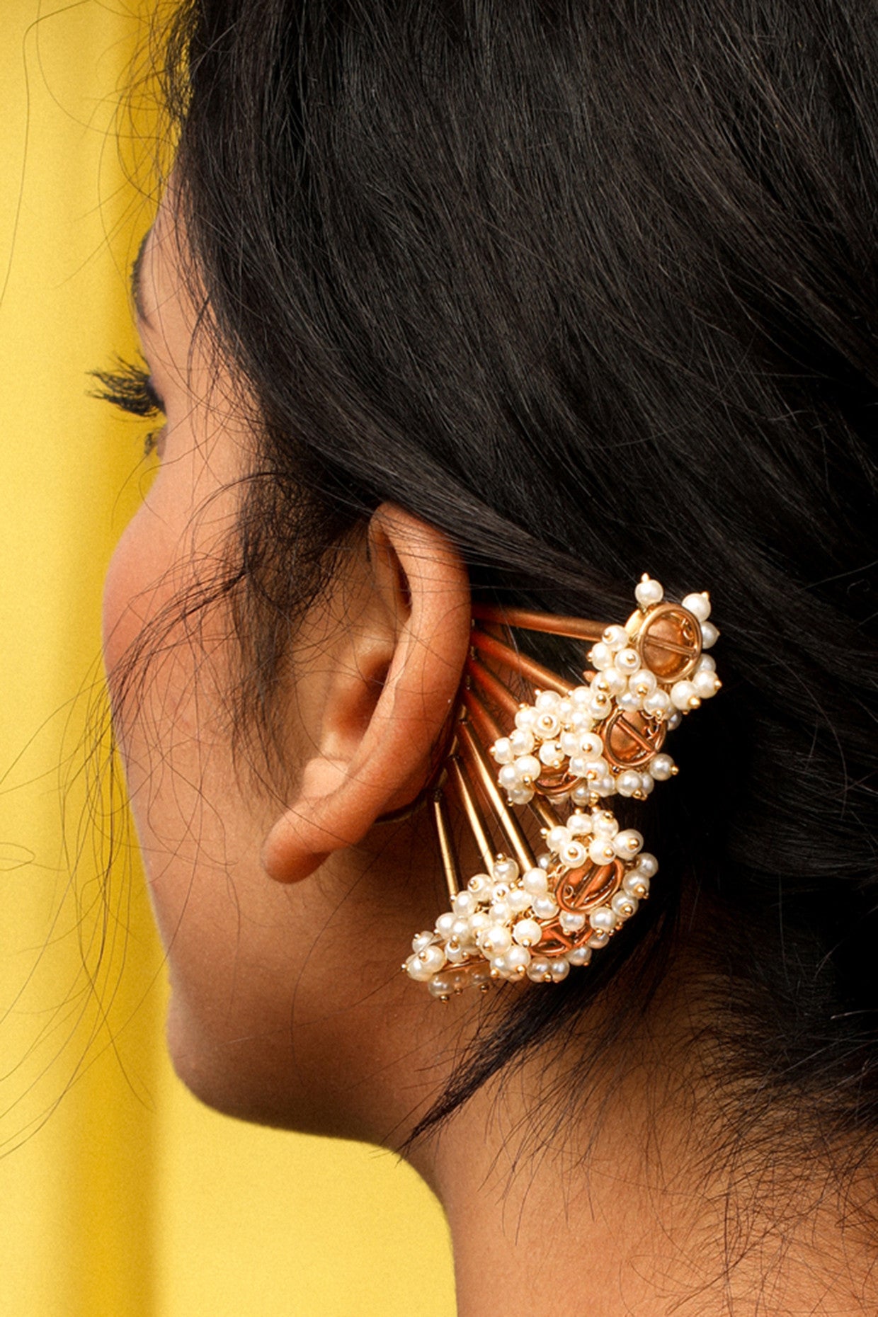 22kt Gold Plated Pearl Bunch Gold Earcuffs