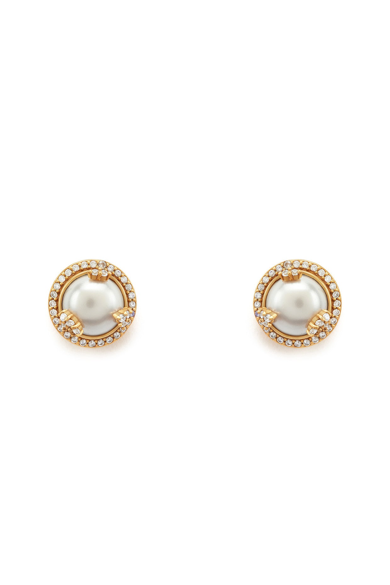 22kt Gold Plated Opaline Ivory Stud Earrings