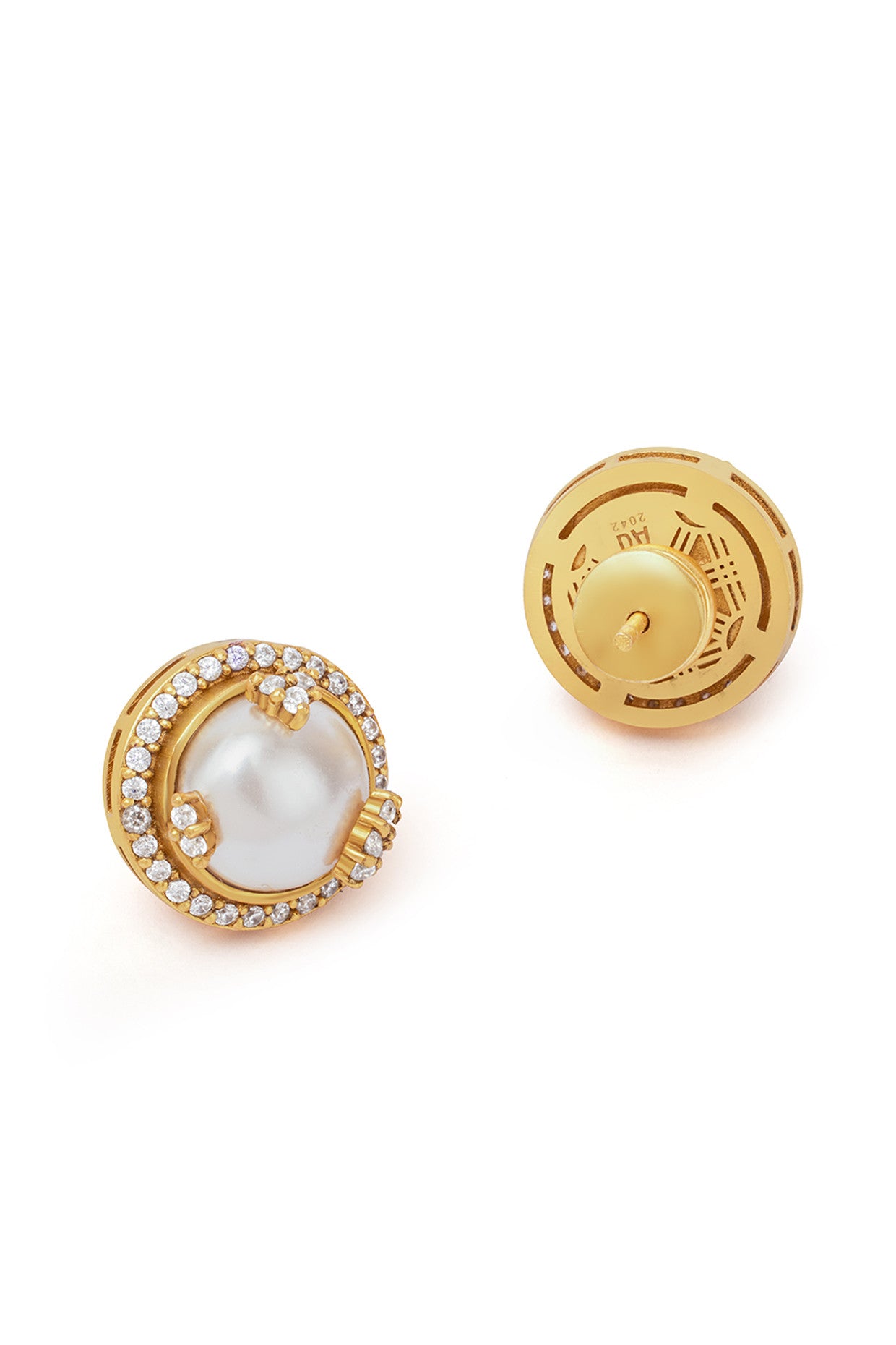 22kt Gold Plated Opaline Ivory Stud Earrings