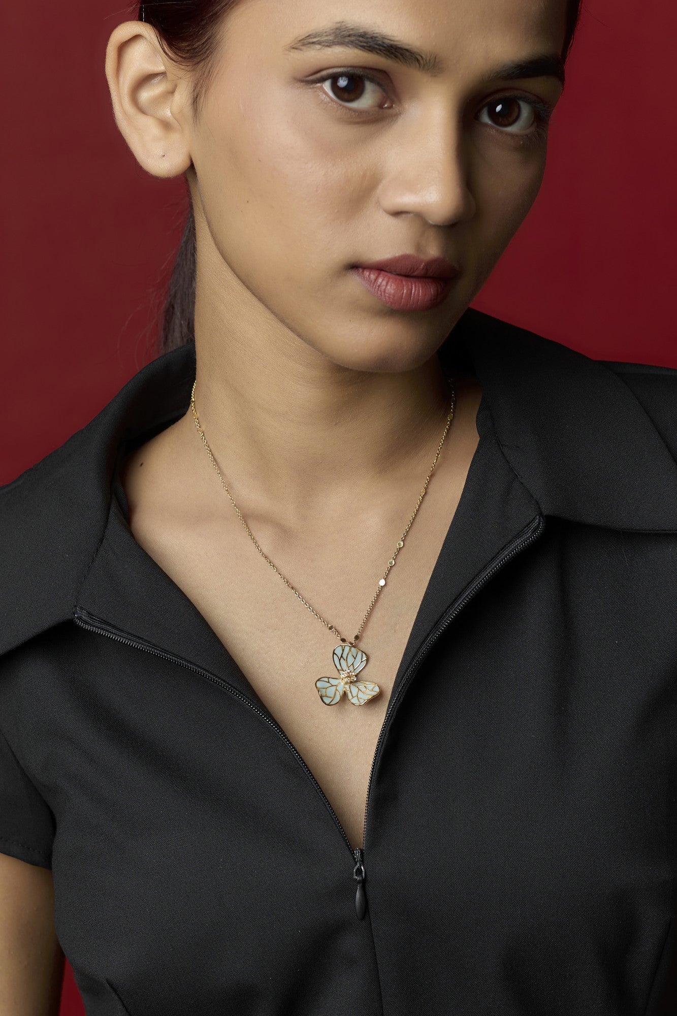 22kt Gold Plated Powder Blue Necklace