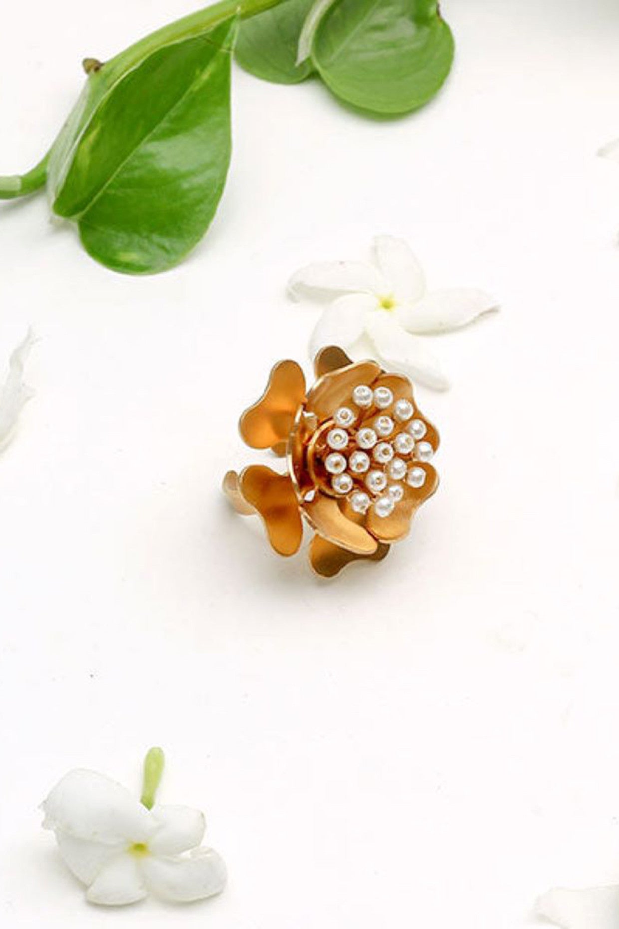 22kt Gold Plated Primrose Ring With Pearl Clusters