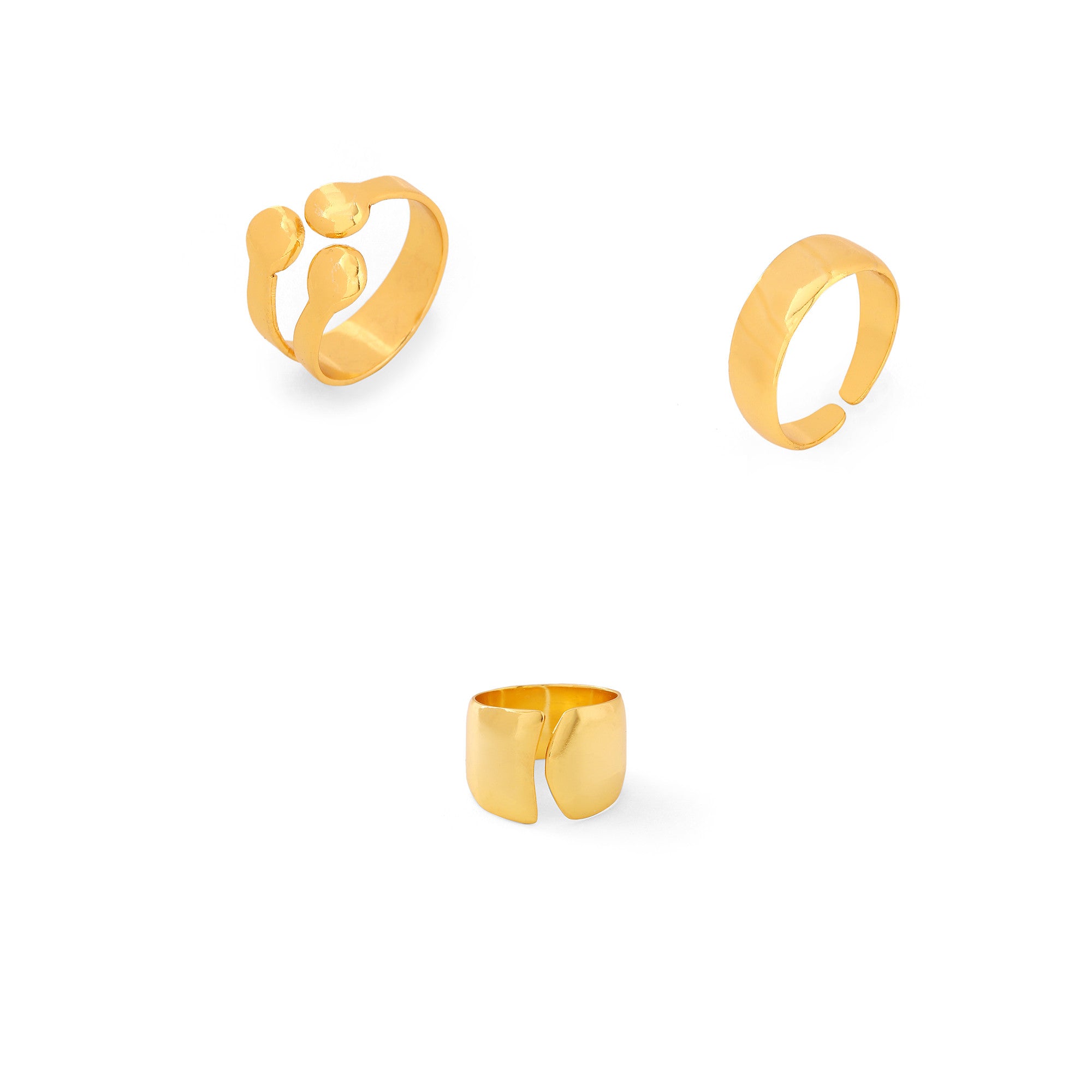 22kt Gold Plated Rings- Set of 3
