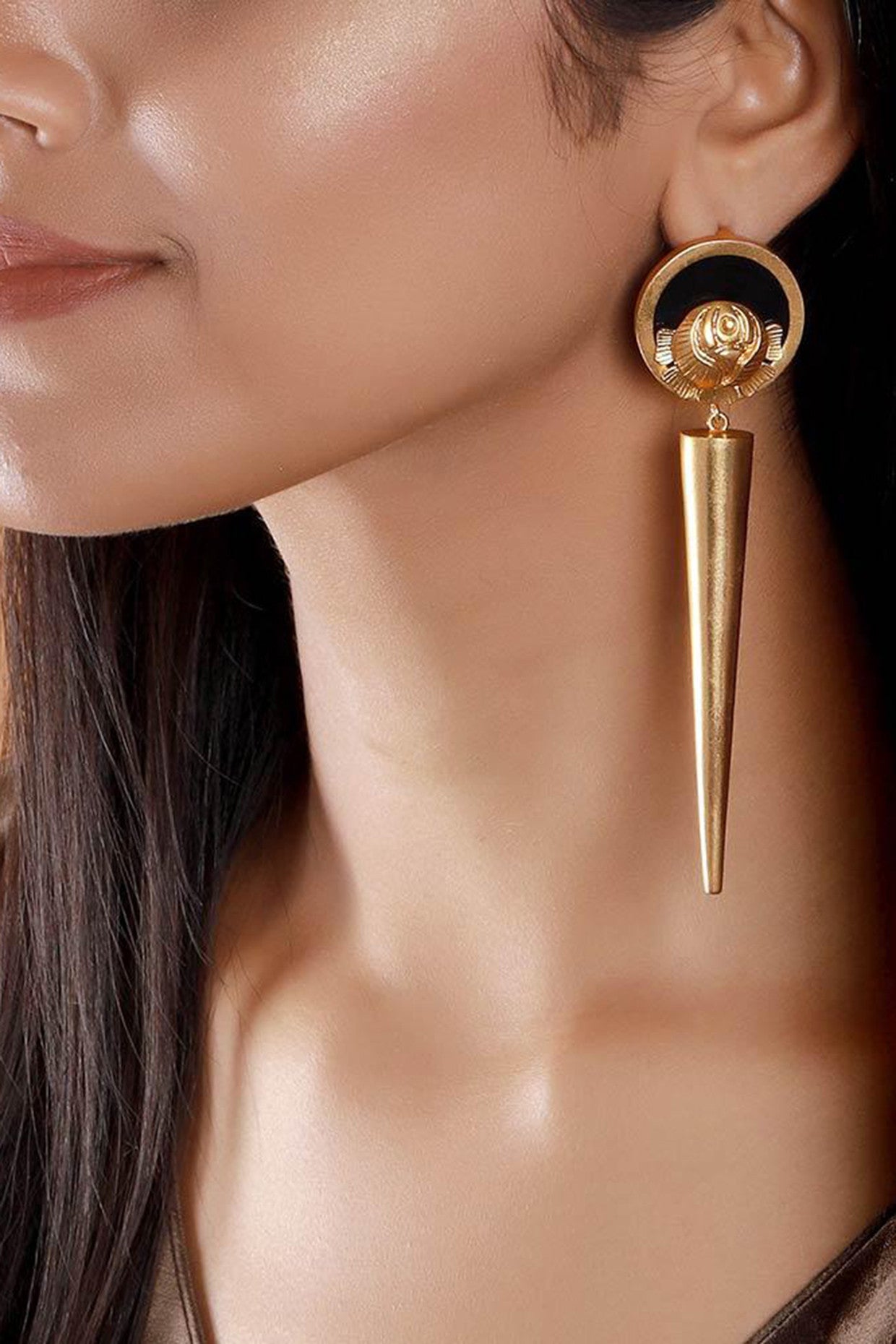 22kt Gold Plated Rose & Cone Drop Earrings