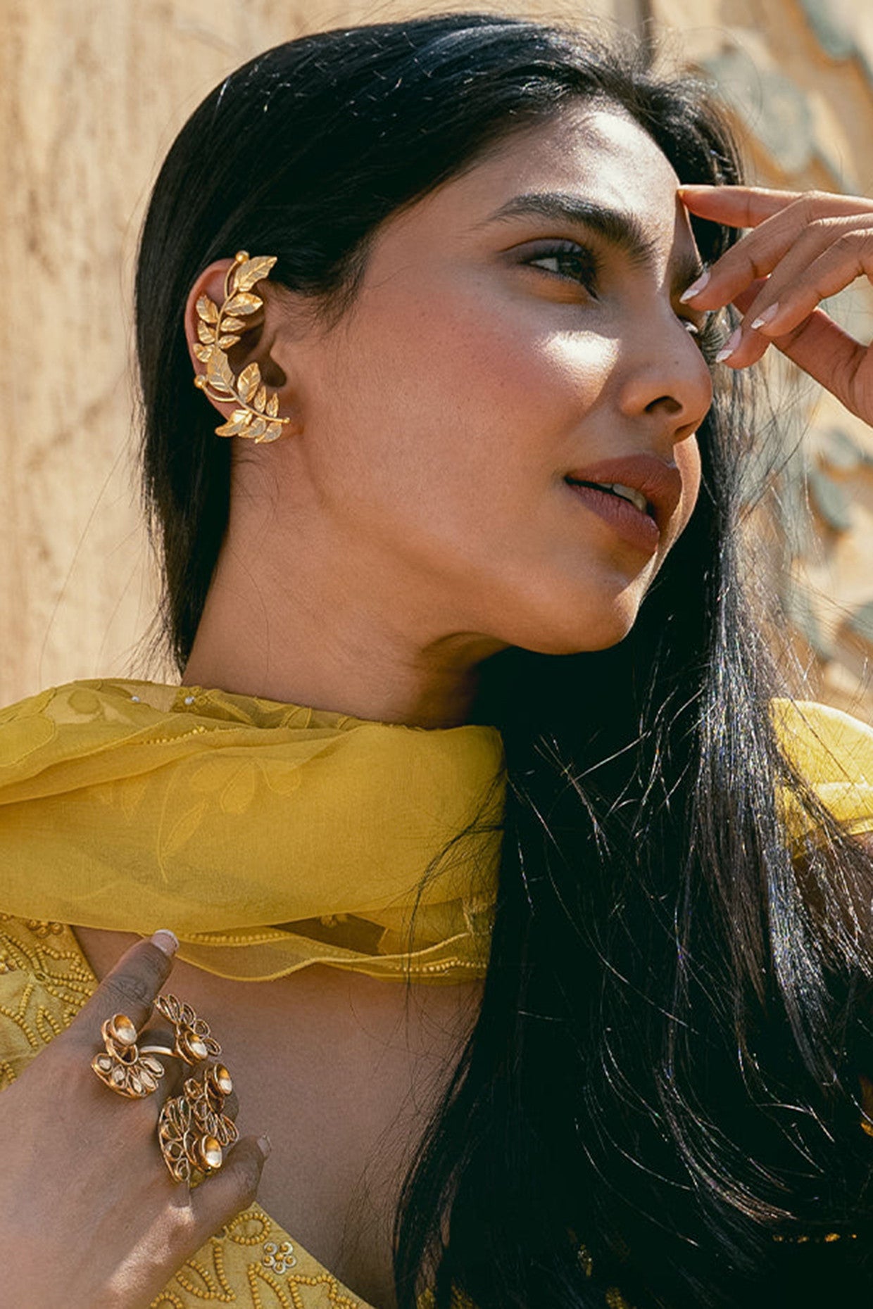 22kt Gold Plated Rose Vine Earcuffs