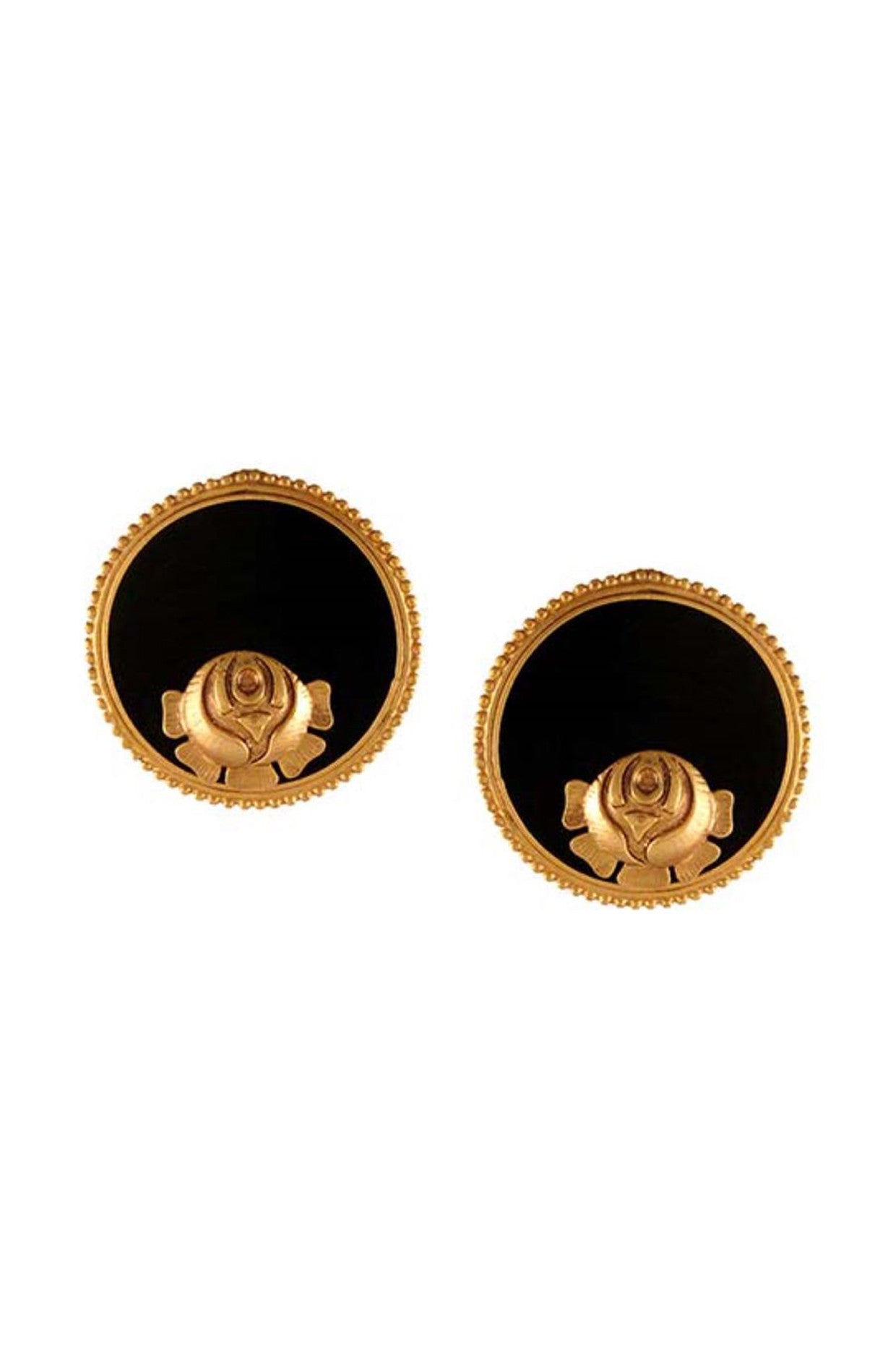 22kt Gold Plated Round Earring with Roses