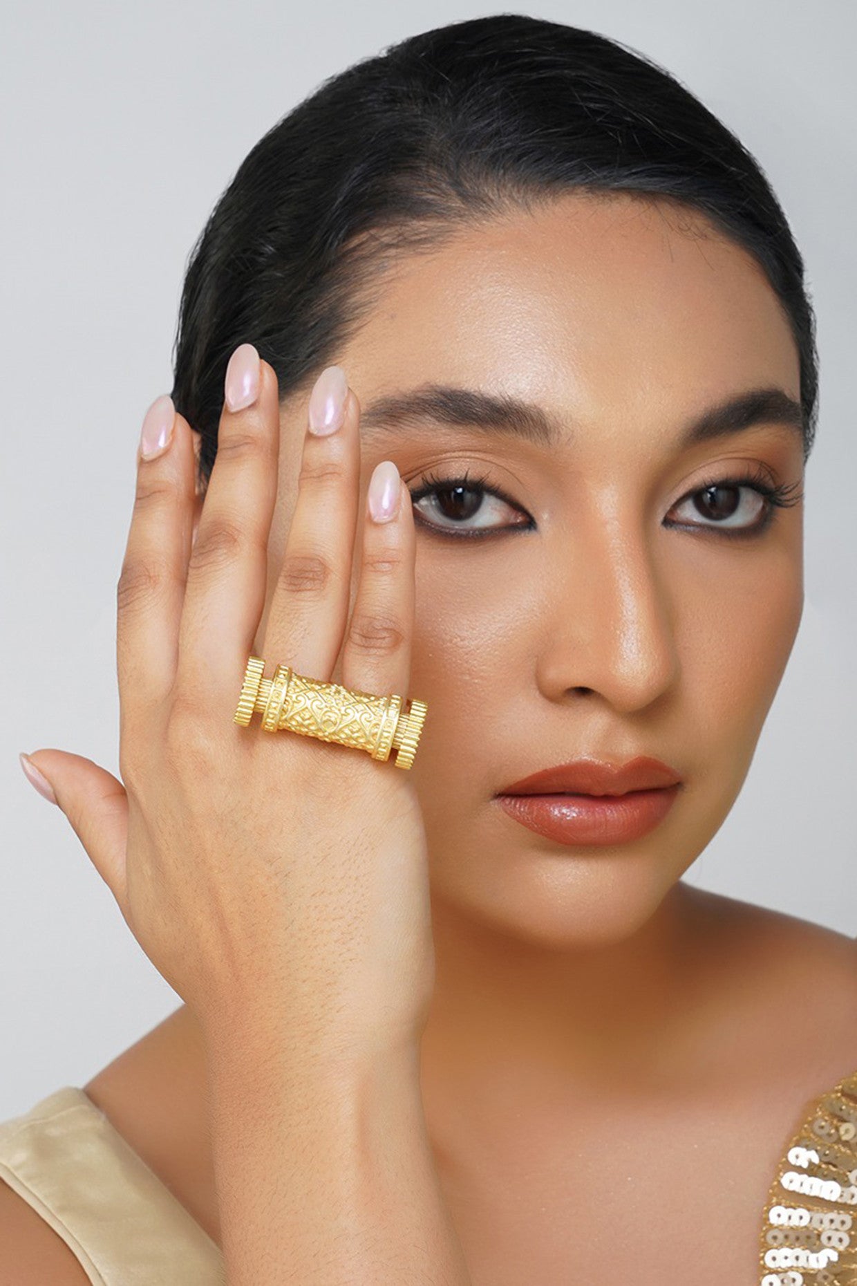 22kt Gold Plated Scrolls of Time Statement Ring