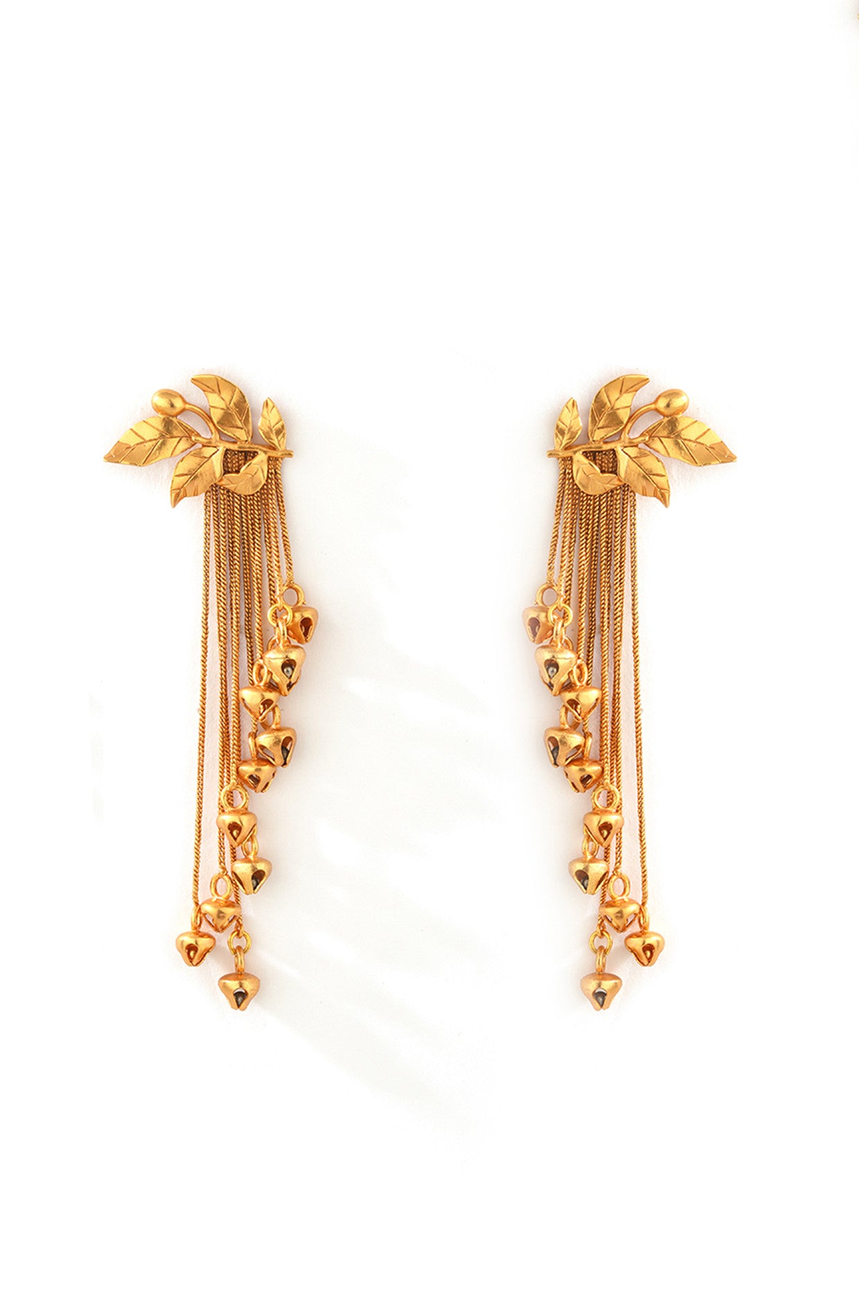 22kt Gold Plated Serrate &Tassel Chain Earrings