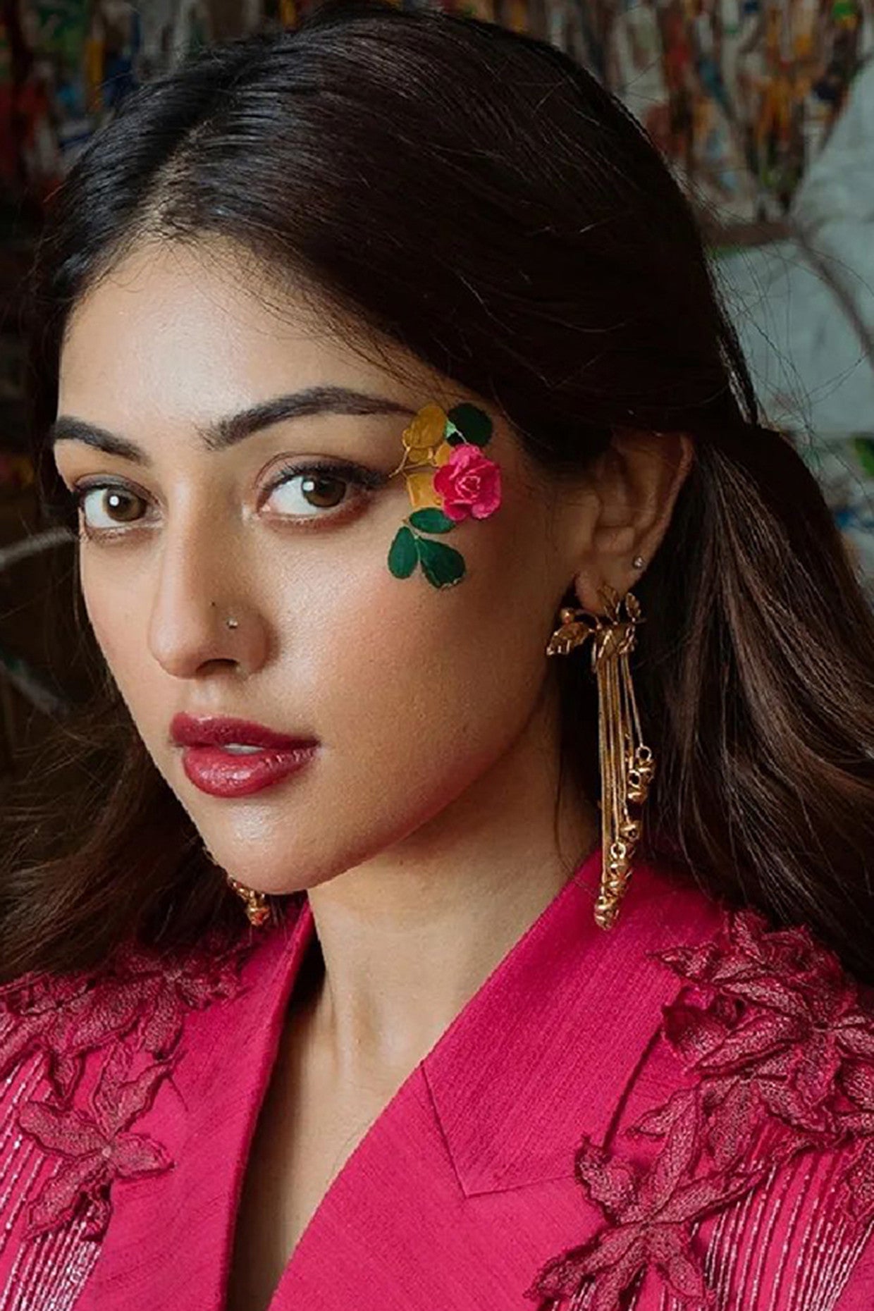 22kt Gold Plated Serrate &Tassel Chain Earrings