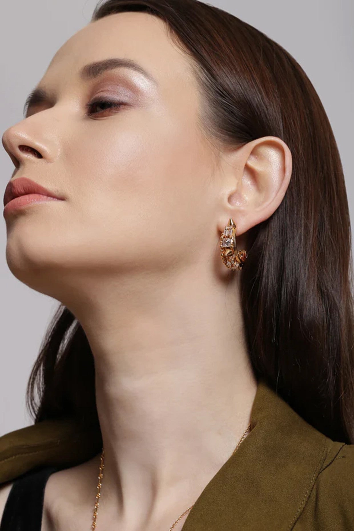 22kt Gold Plated Swarovski Crescent Earrings