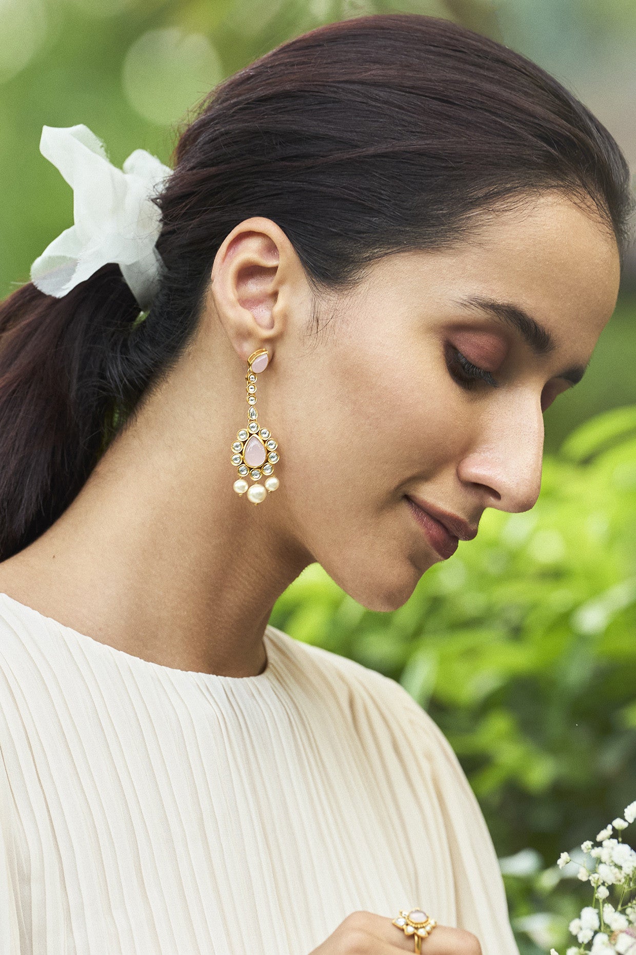 22kt Gold Plated Rosa Blush Drops Earrings