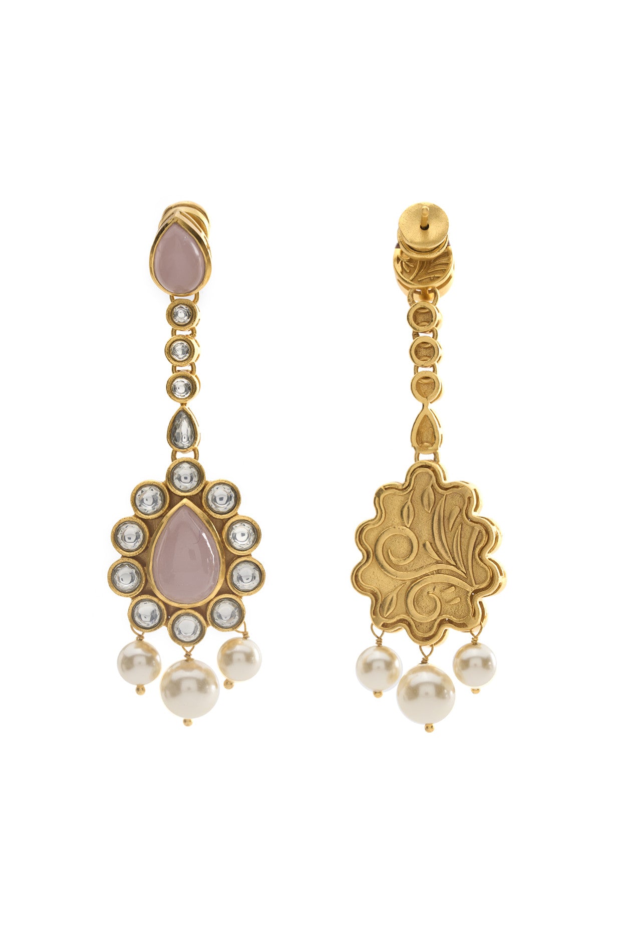 22kt Gold Plated Rosa Blush Drops Earrings