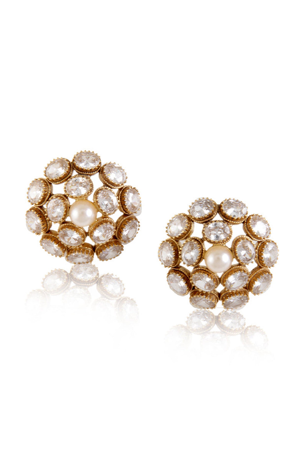22kt Gold Plated White Crystal Studs