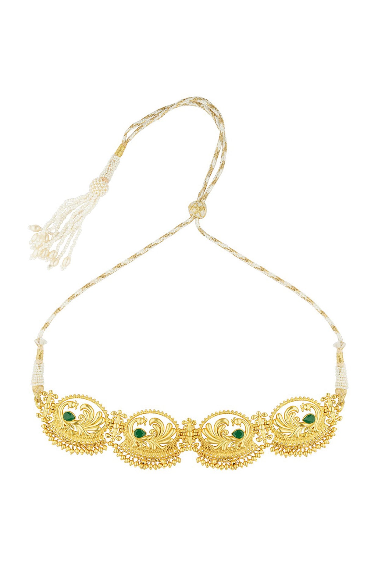 22kt Gold Pleated Majestic Mor Choker Necklace
