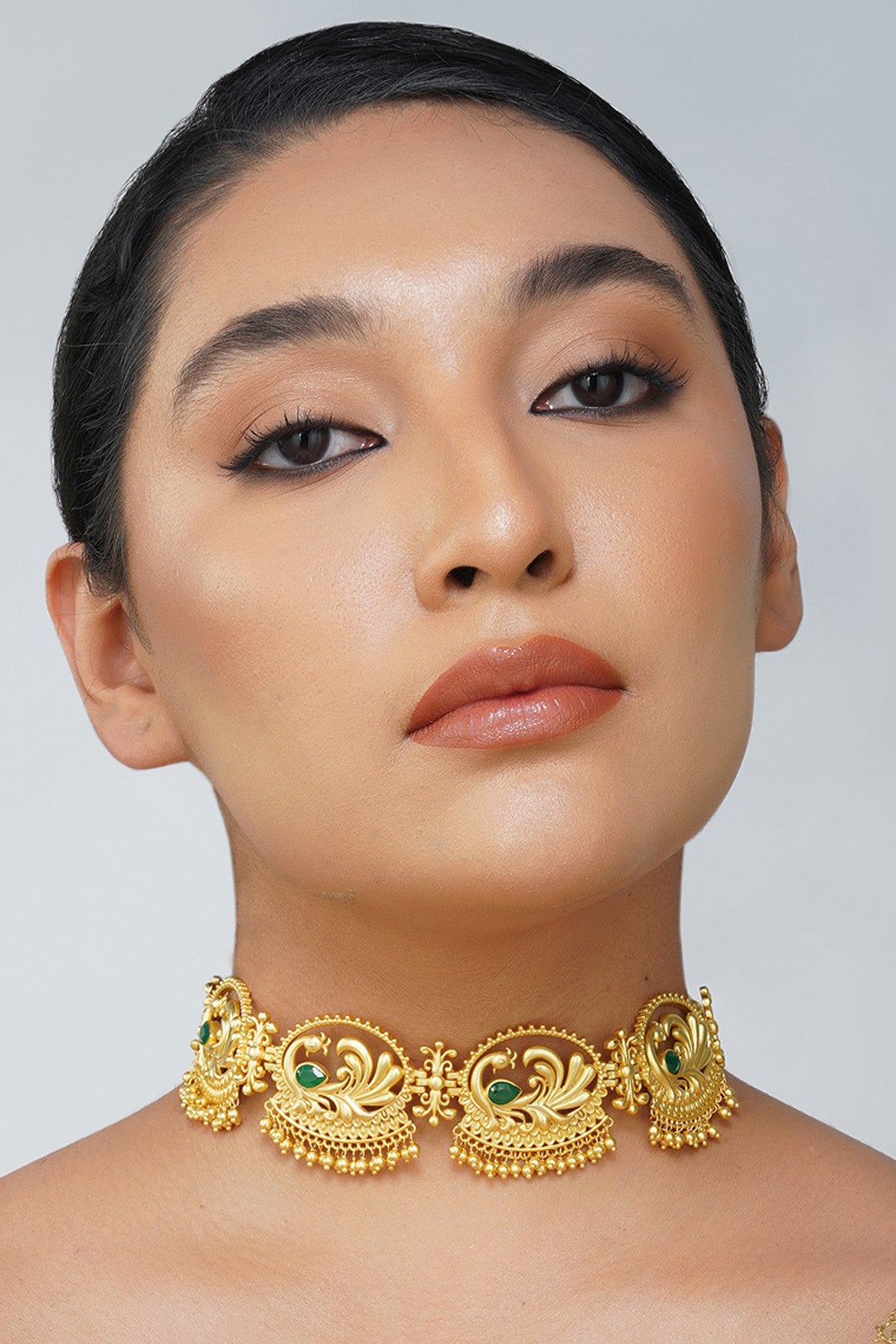 22kt Gold Pleated Majestic Mor Choker Necklace