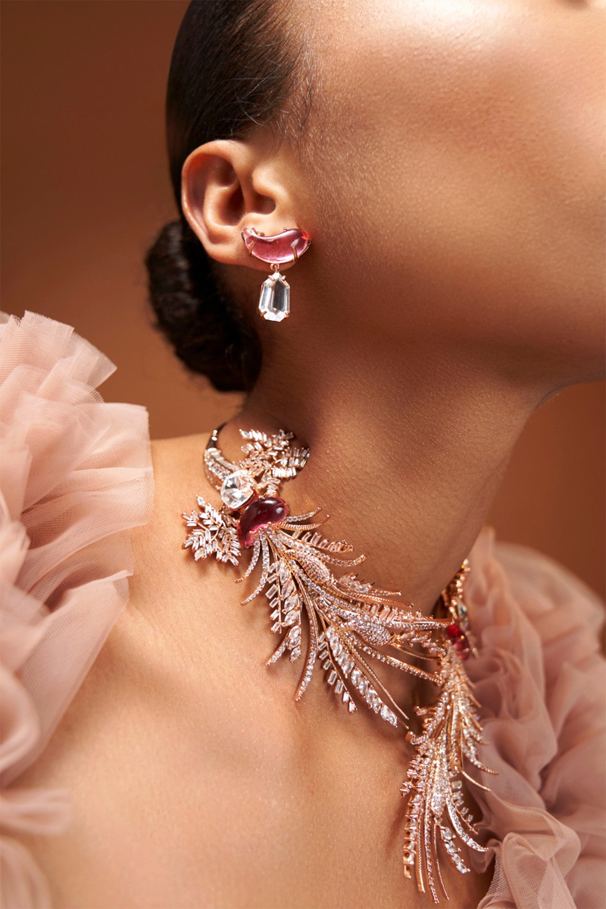 22kt Rose Gold Plated Crystal Drop Earrings