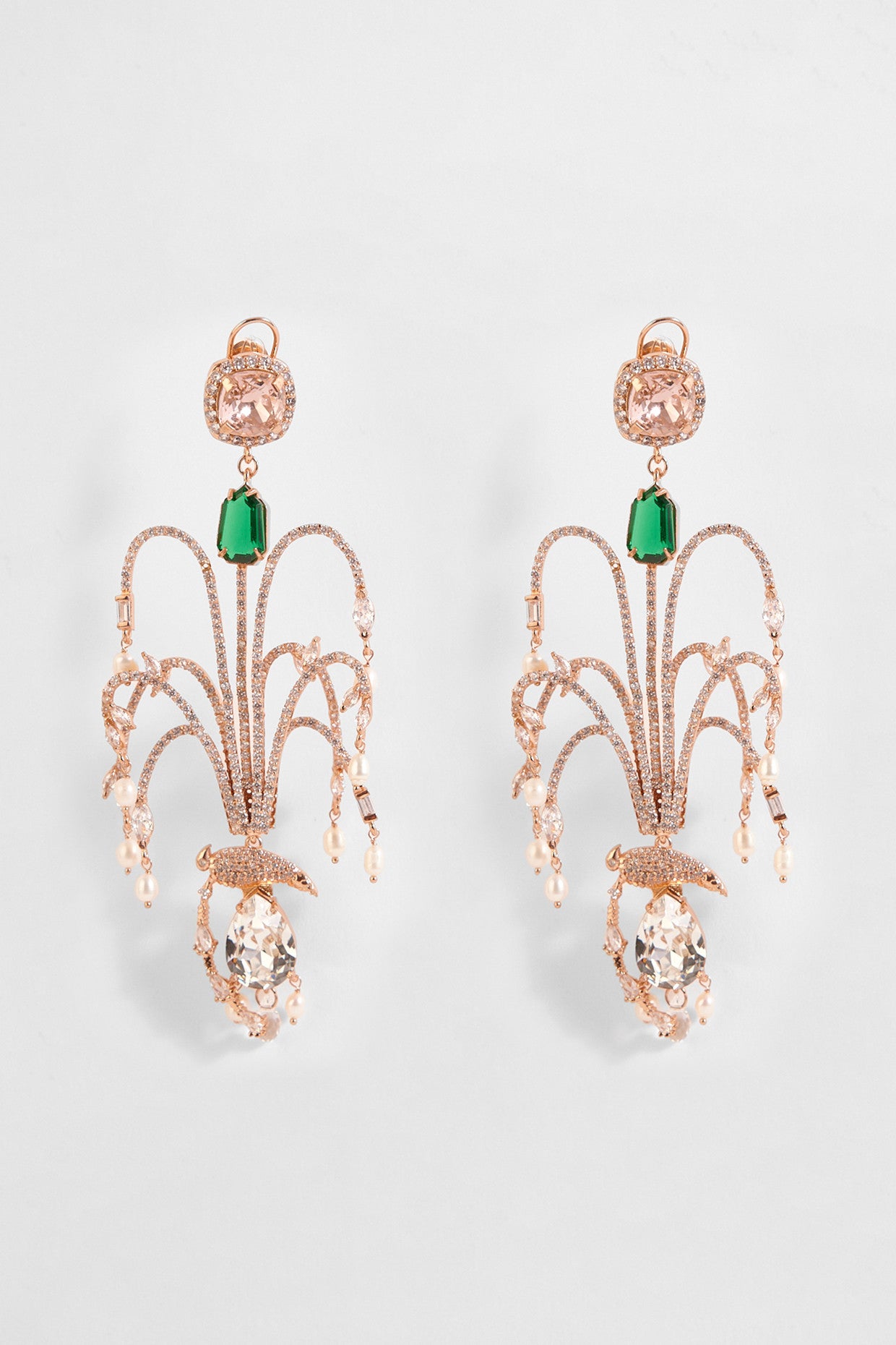 22kt Rose Gold Plated Emerald Earrings