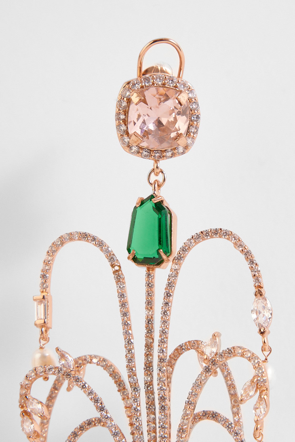 22kt Rose Gold Plated Emerald Earrings