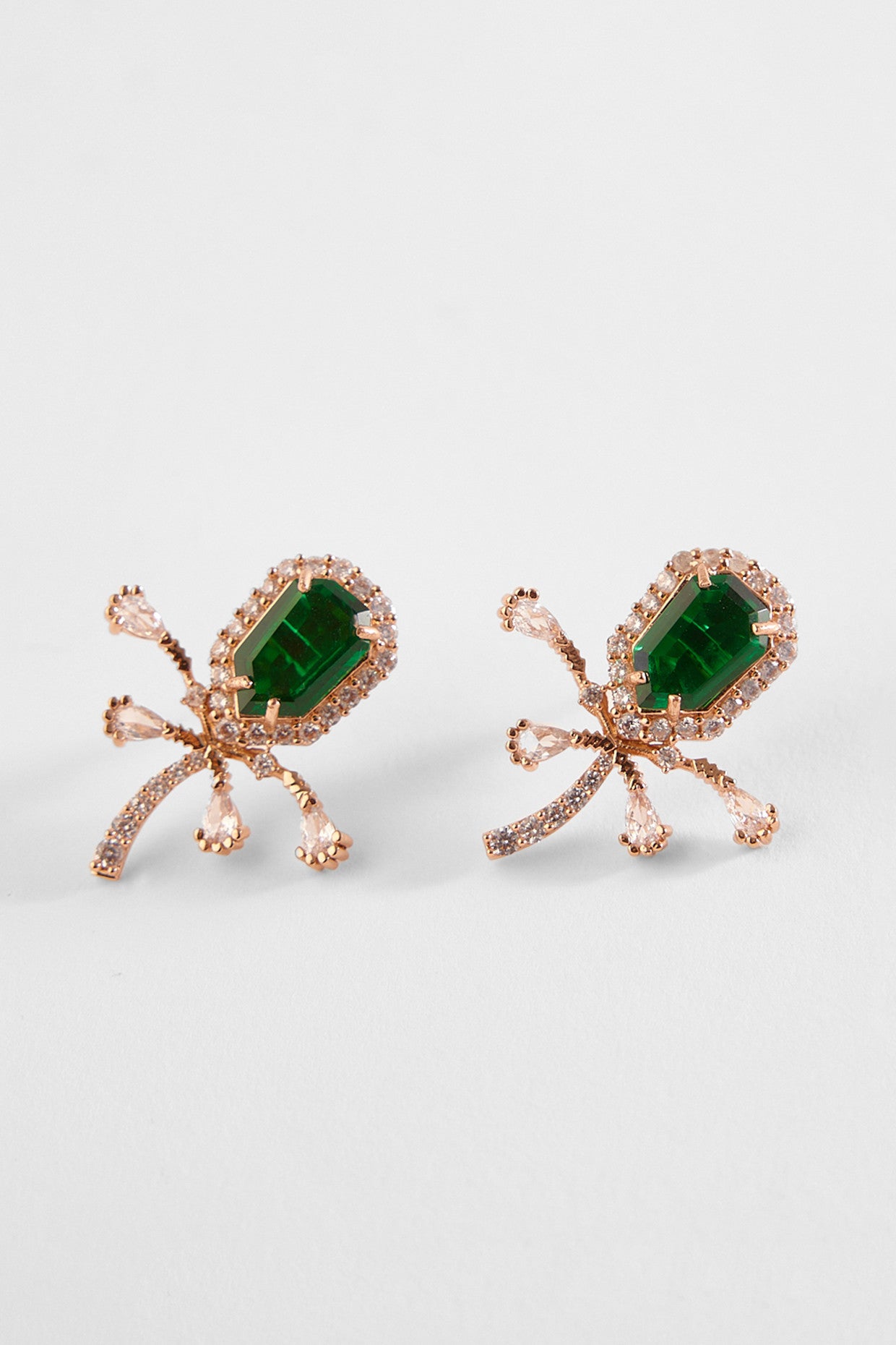 22kt Rose Gold Plated Emerald Green Earrings