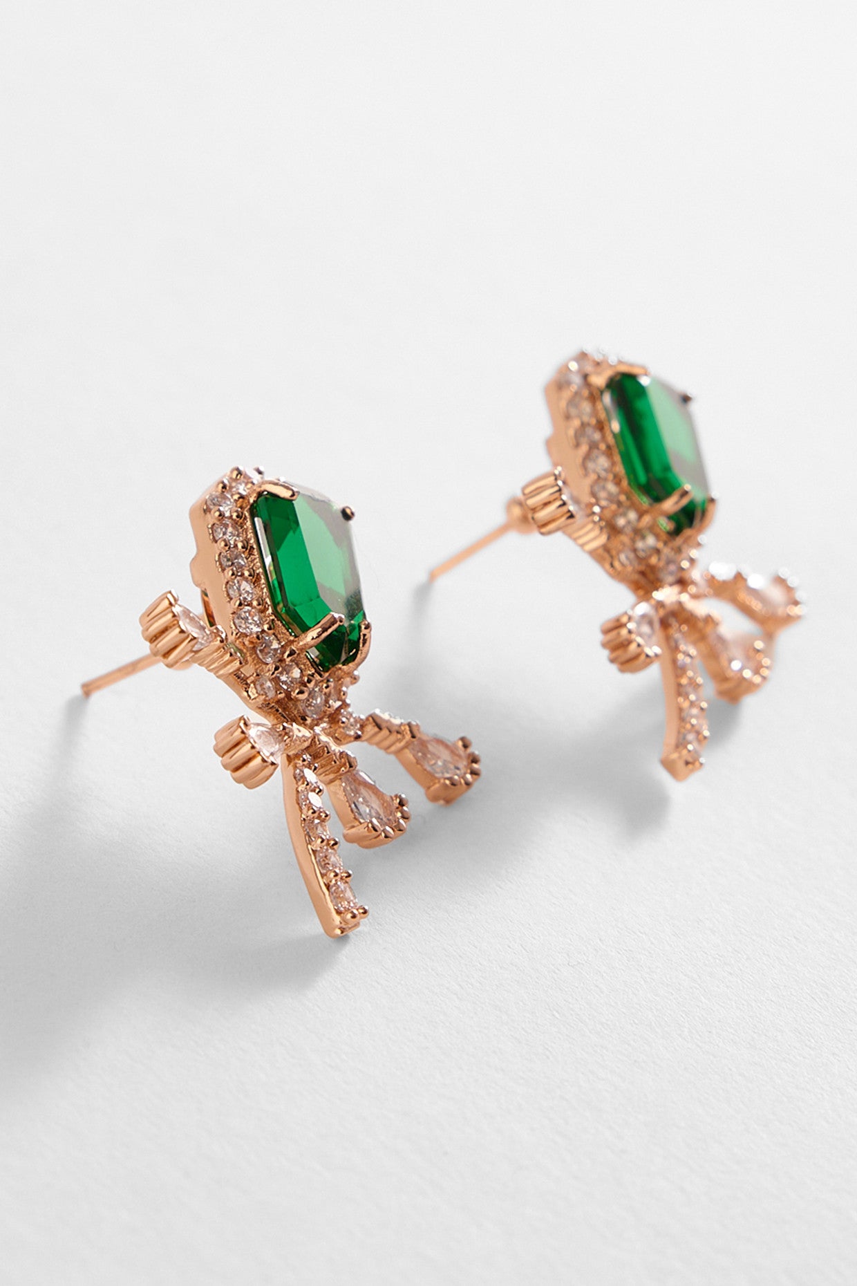 22kt Rose Gold Plated Emerald Green Earrings