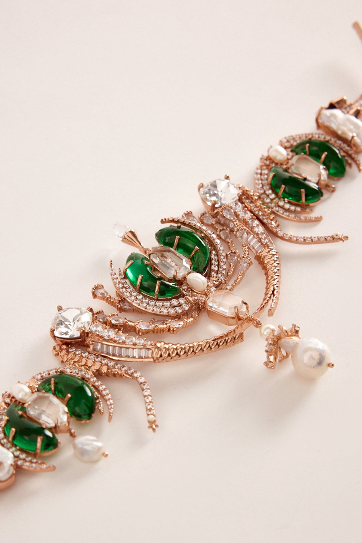 22kt Rose Gold Plated Hand Made Green and Pearl Belt
