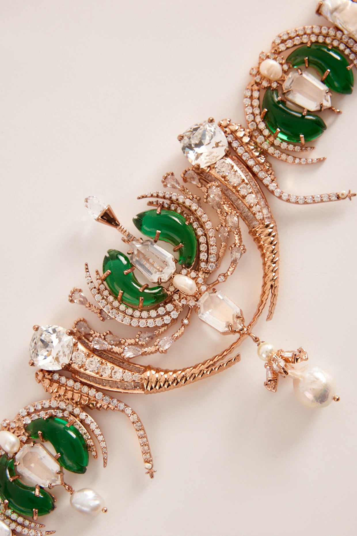 22kt Rose Gold Plated Hand Made Green and Pearl Belt