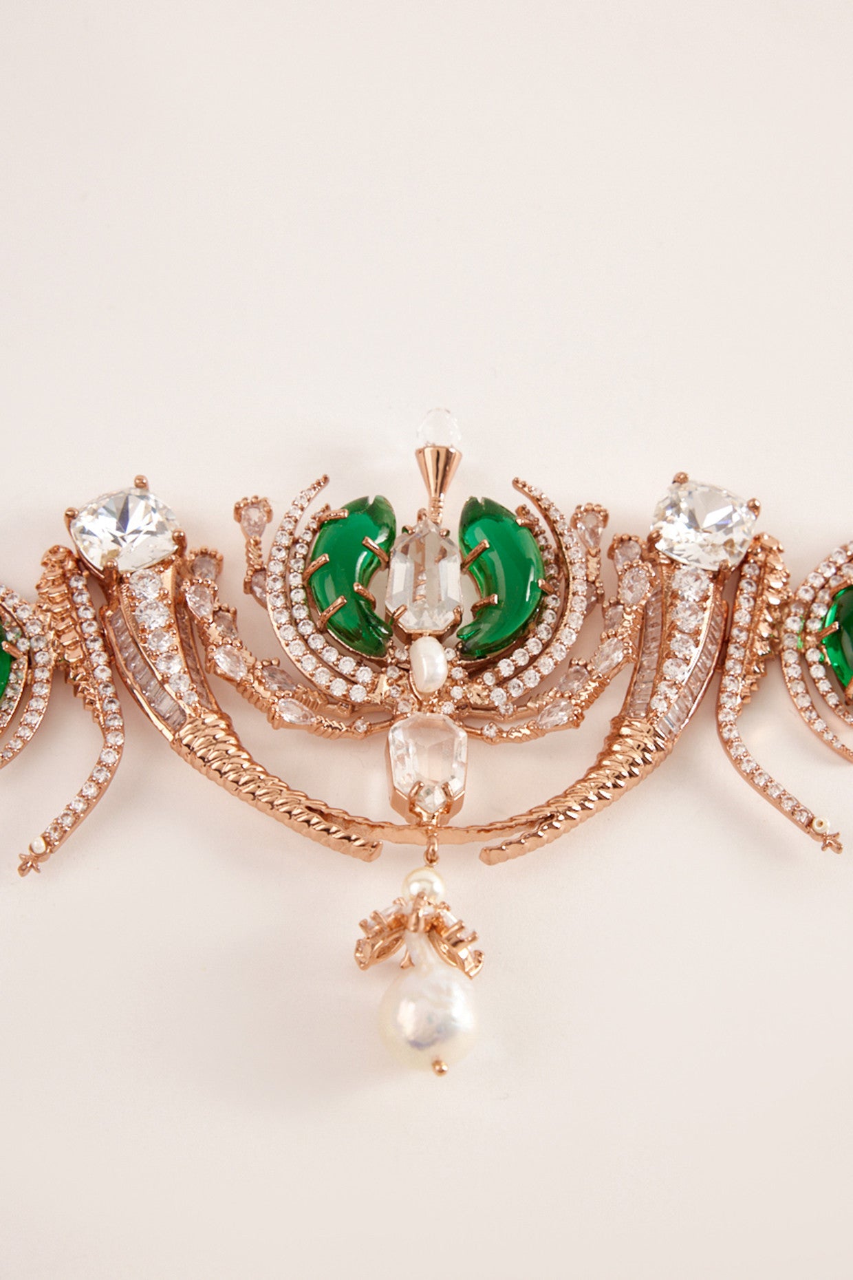 22kt Rose Gold Plated Hand Made Green and Pearl Belt