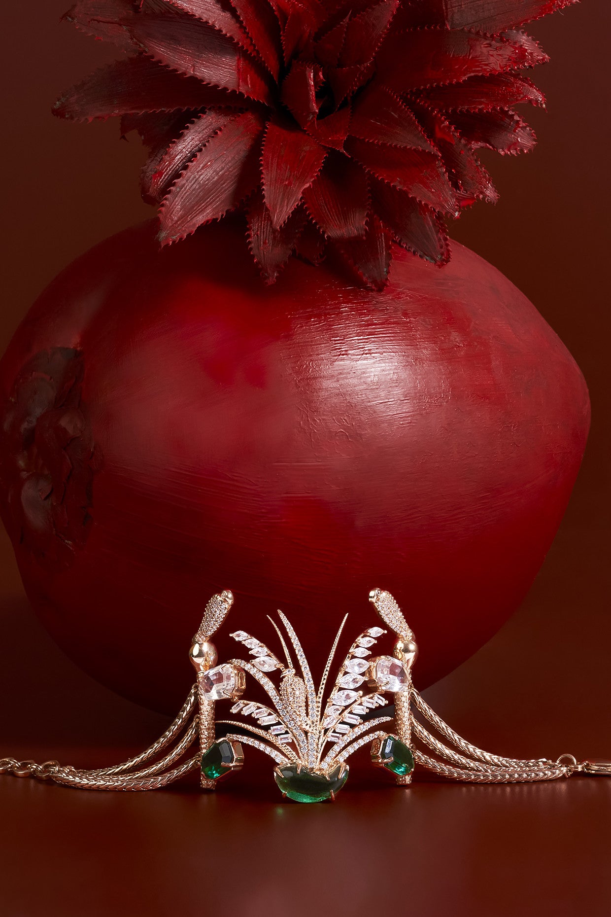 22kt Rose Gold Plated Jade Green Bracelet