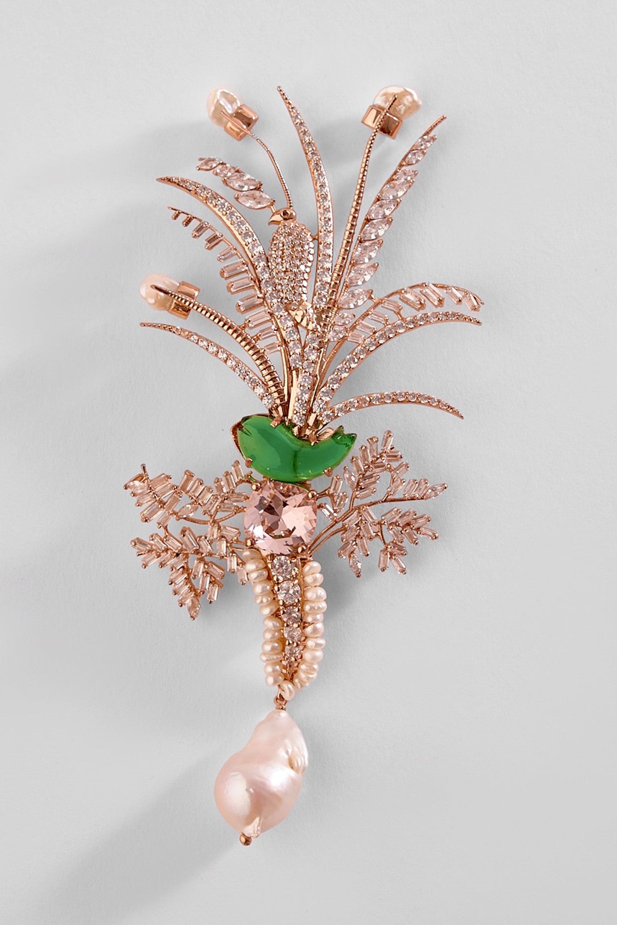 22kt Rose Gold Plated Jade Green Brooch