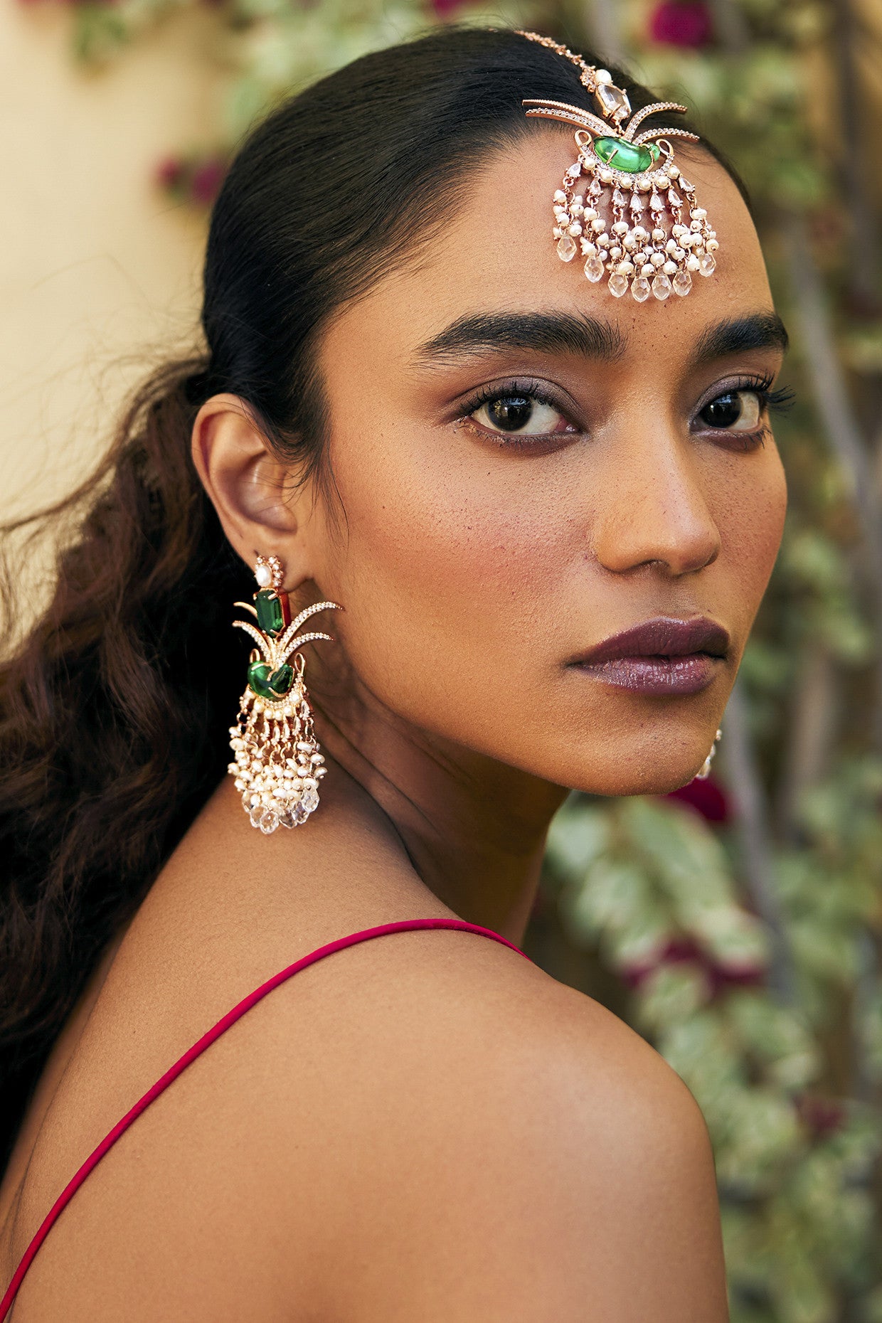 22kt Rose Gold Plated Jade Green Earrings