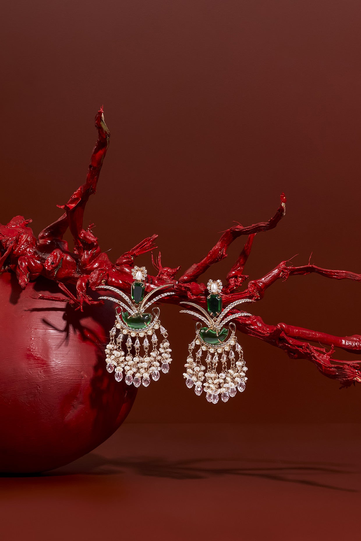 22kt Rose Gold Plated Jade Green Earrings