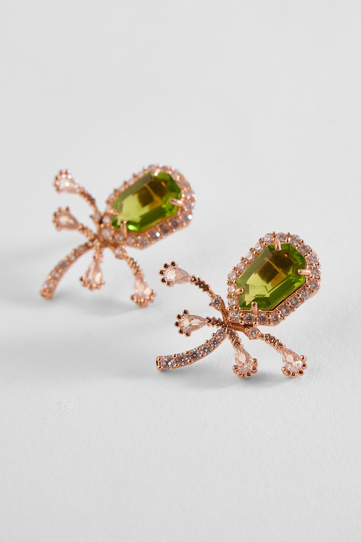 22kt Rose Gold Plated Jade Green Earrings