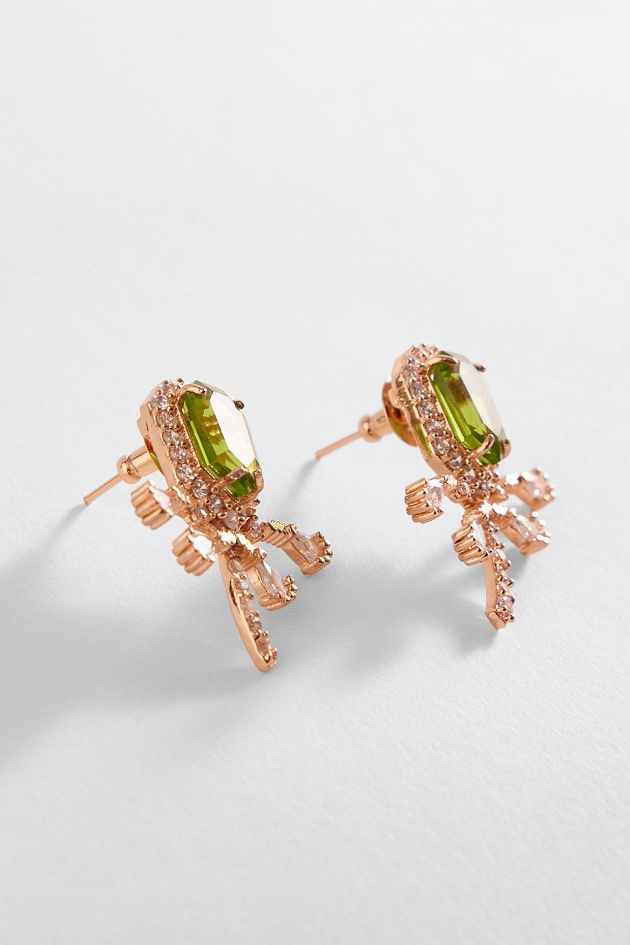 22kt Rose Gold Plated Jade Green Earrings