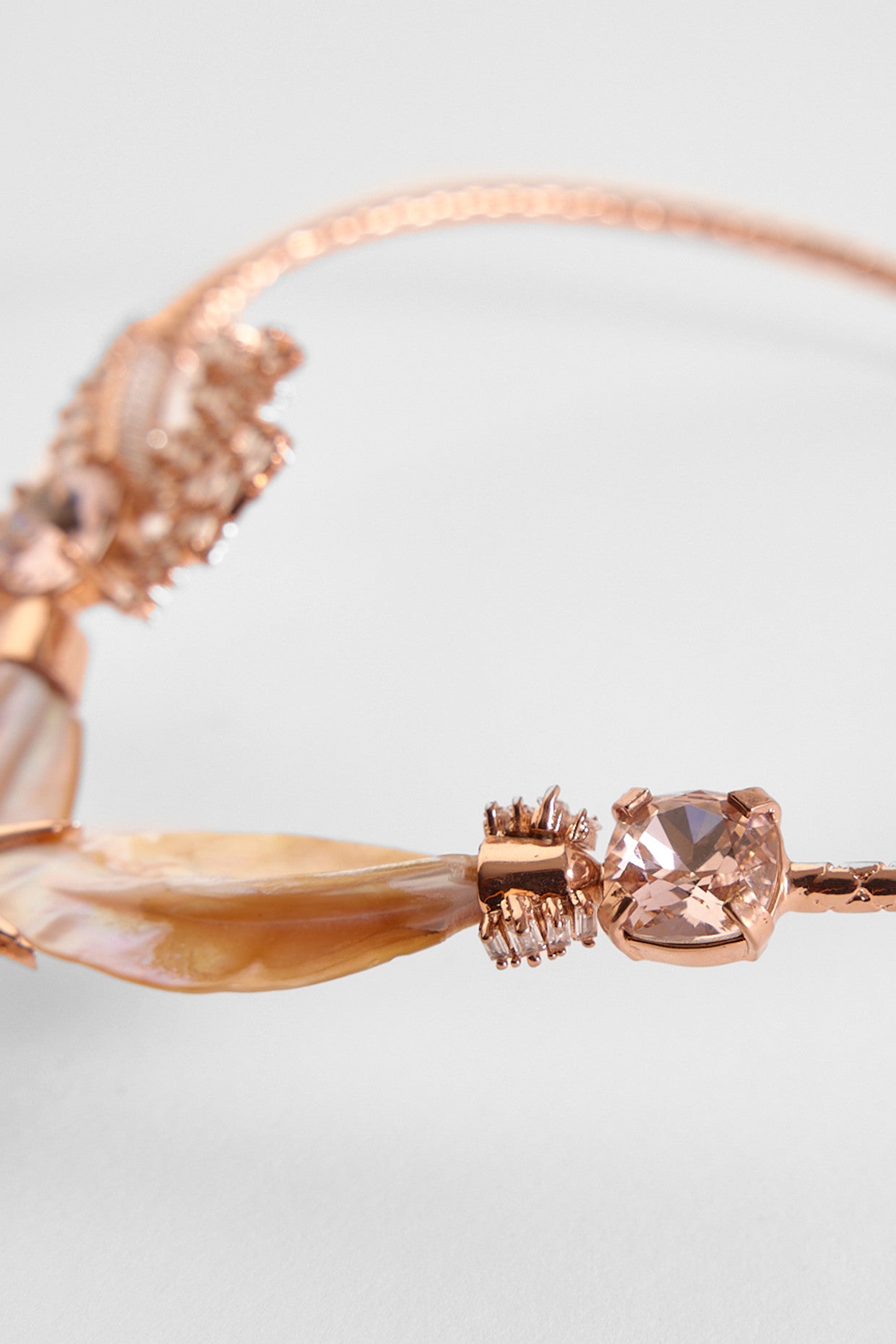 22kt Rose Gold Plated Pearl Metal Leaf Choker