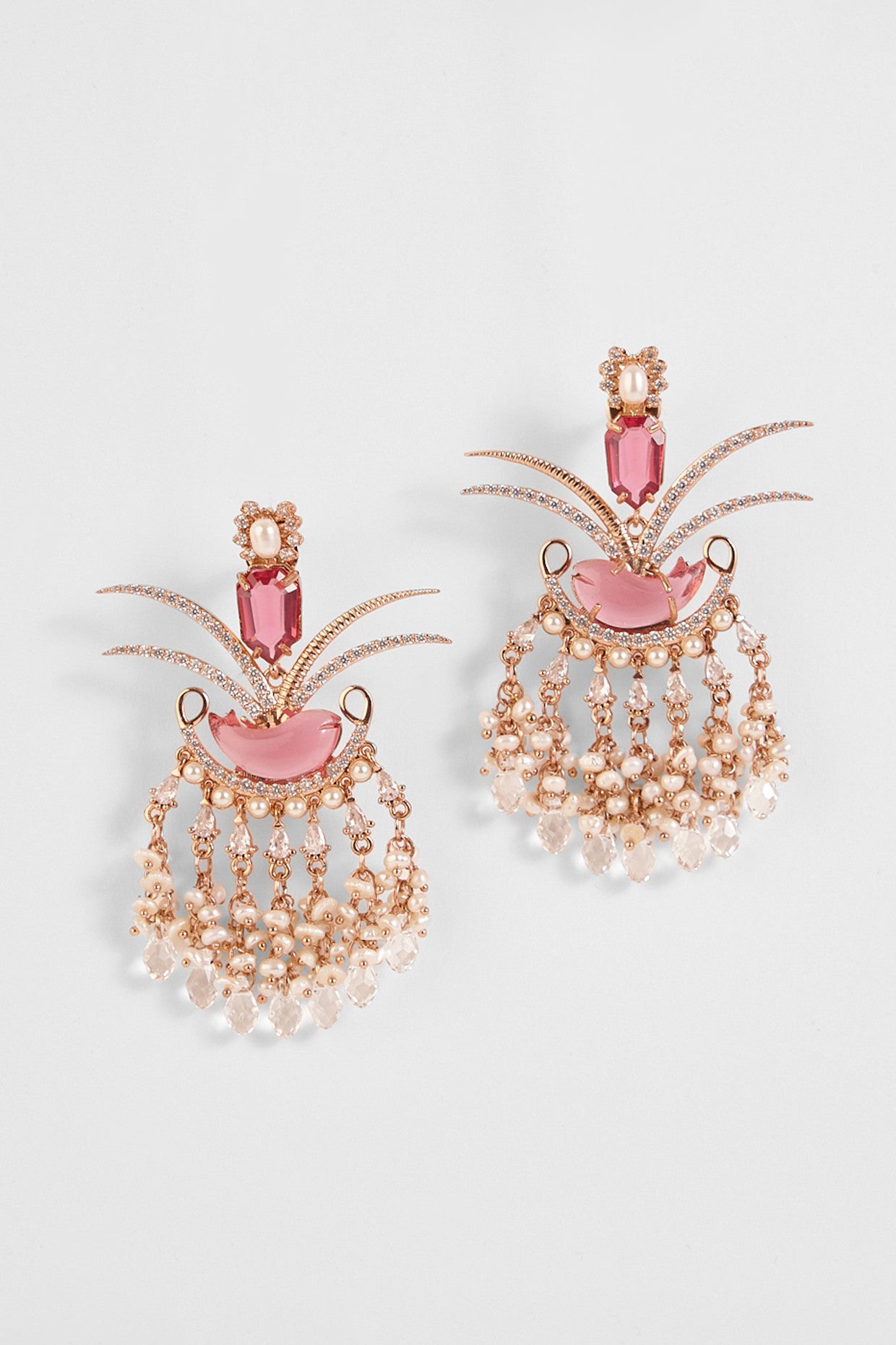 22kt Rose Gold Plated Rose Swarovski Zircon Earrings
