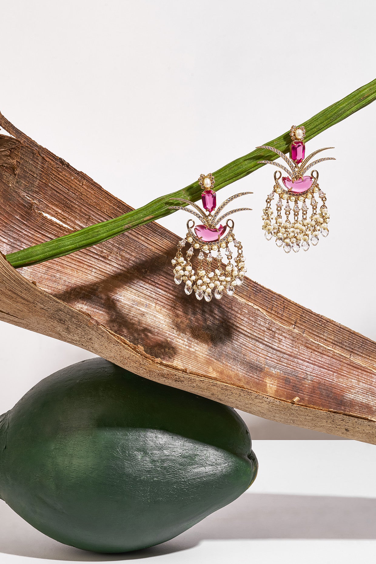 22kt Rose Gold Plated Rose Swarovski Zircon Earrings