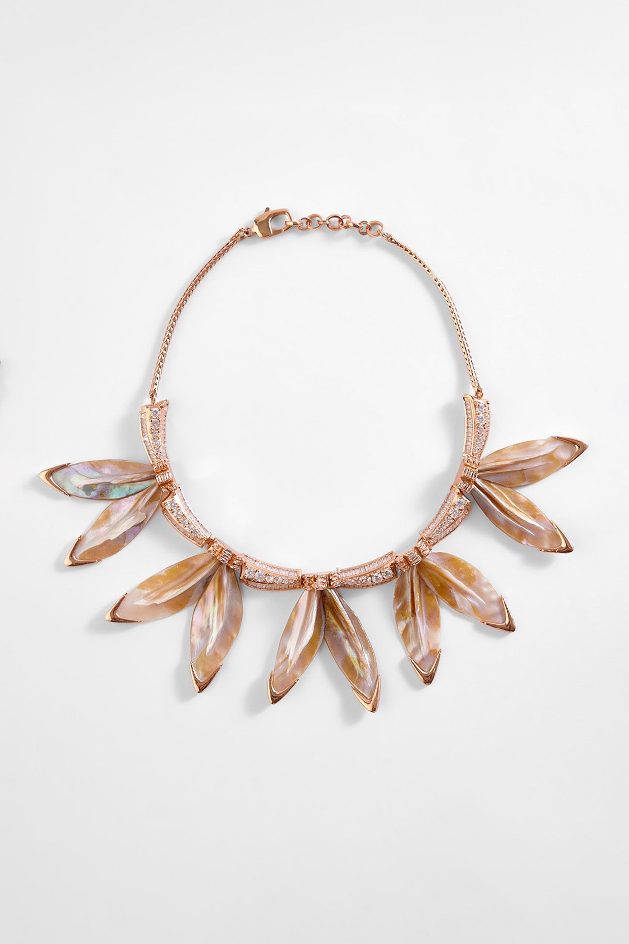22kt Rose Gold Plated Metal Leaves Necklace