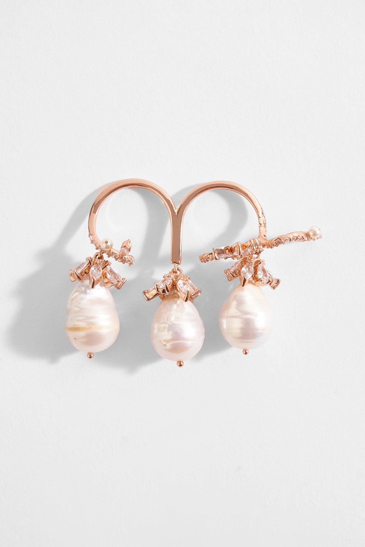 22kt Rose Gold Plated Pearl Double Ring