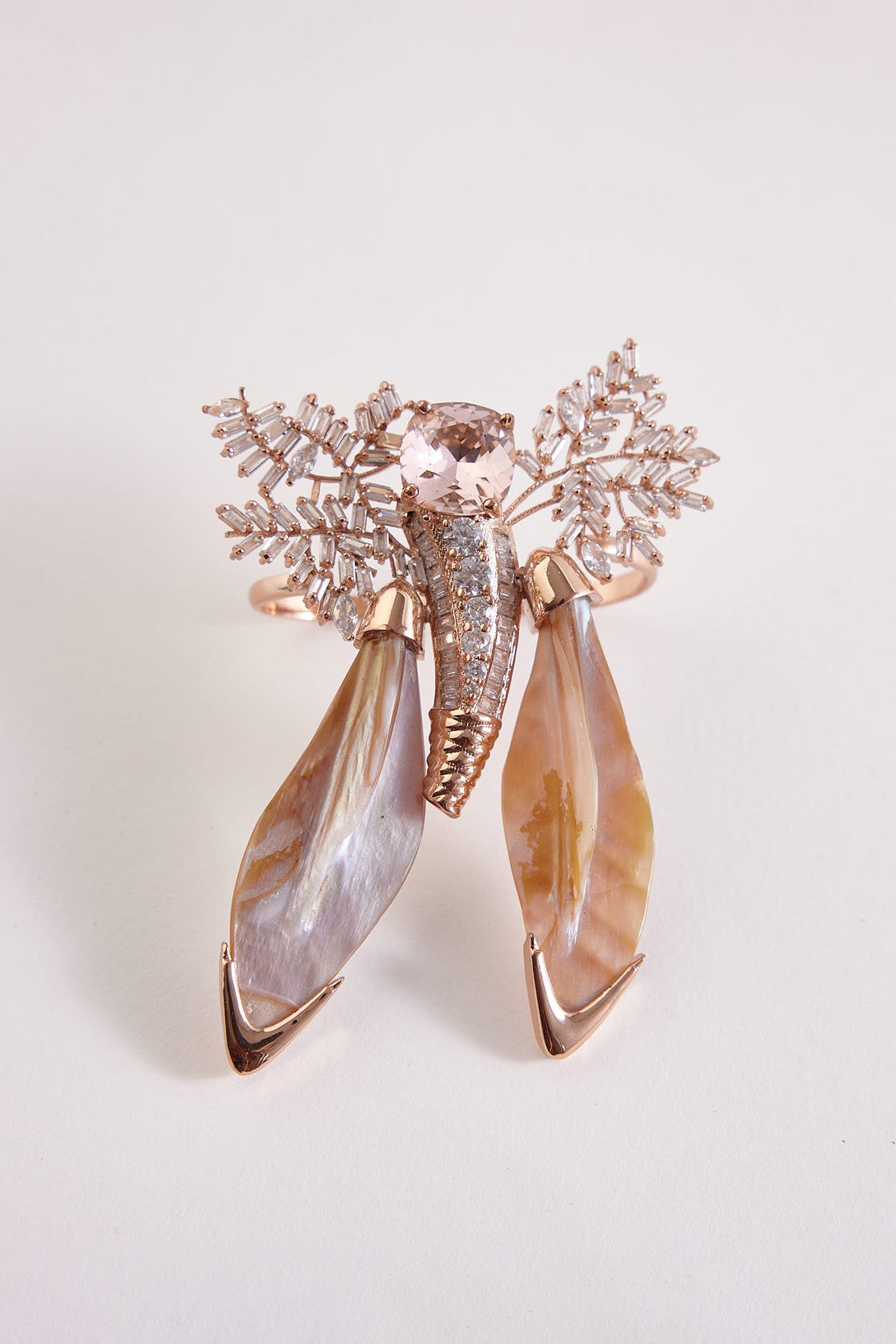 22kt Rose Gold Plated Metal Leaves Ring