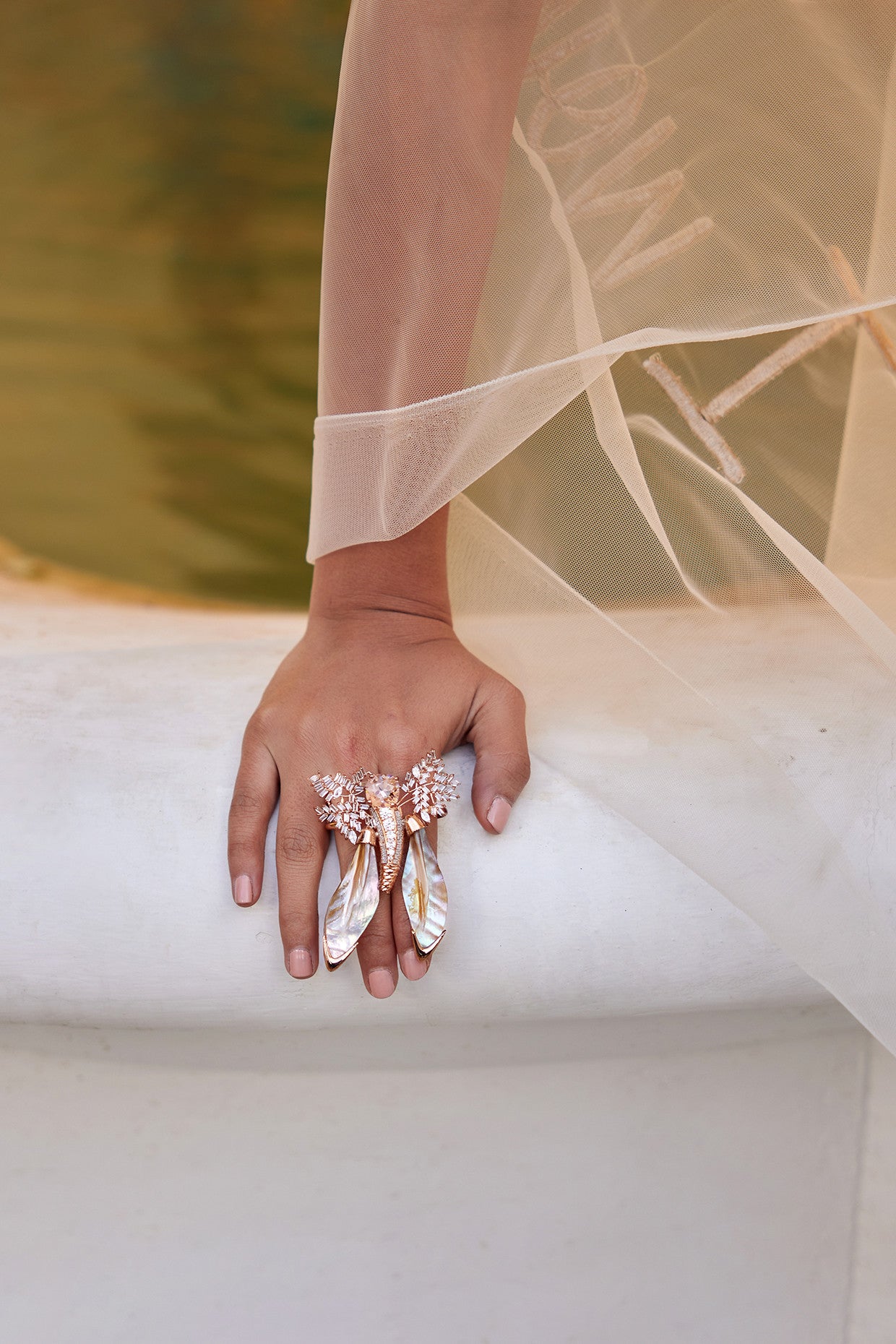 22kt Rose Gold Plated Metal Leaves Ring