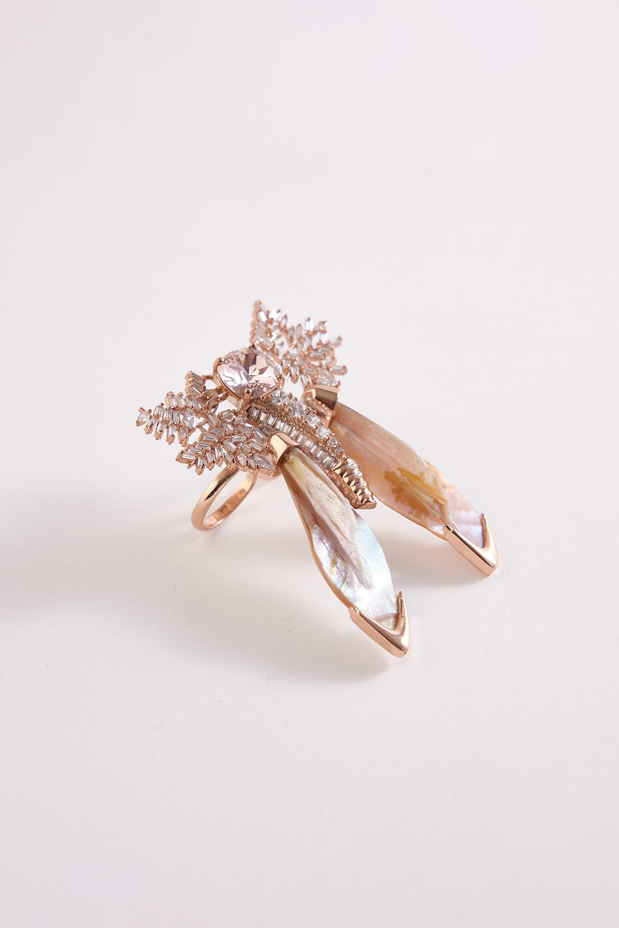 22kt Rose Gold Plated Metal Leaves Ring