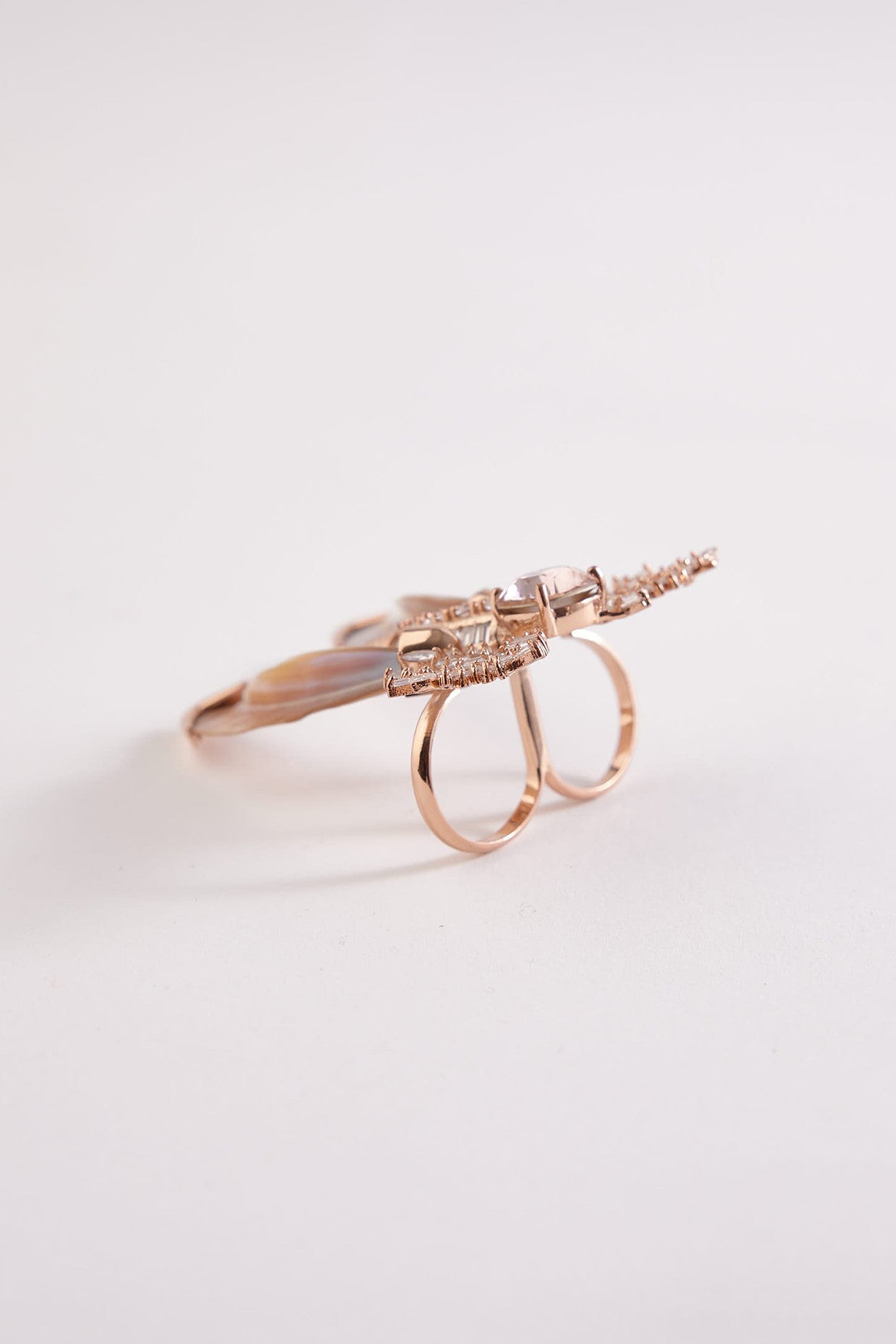 22kt Rose Gold Plated Metal Leaves Ring