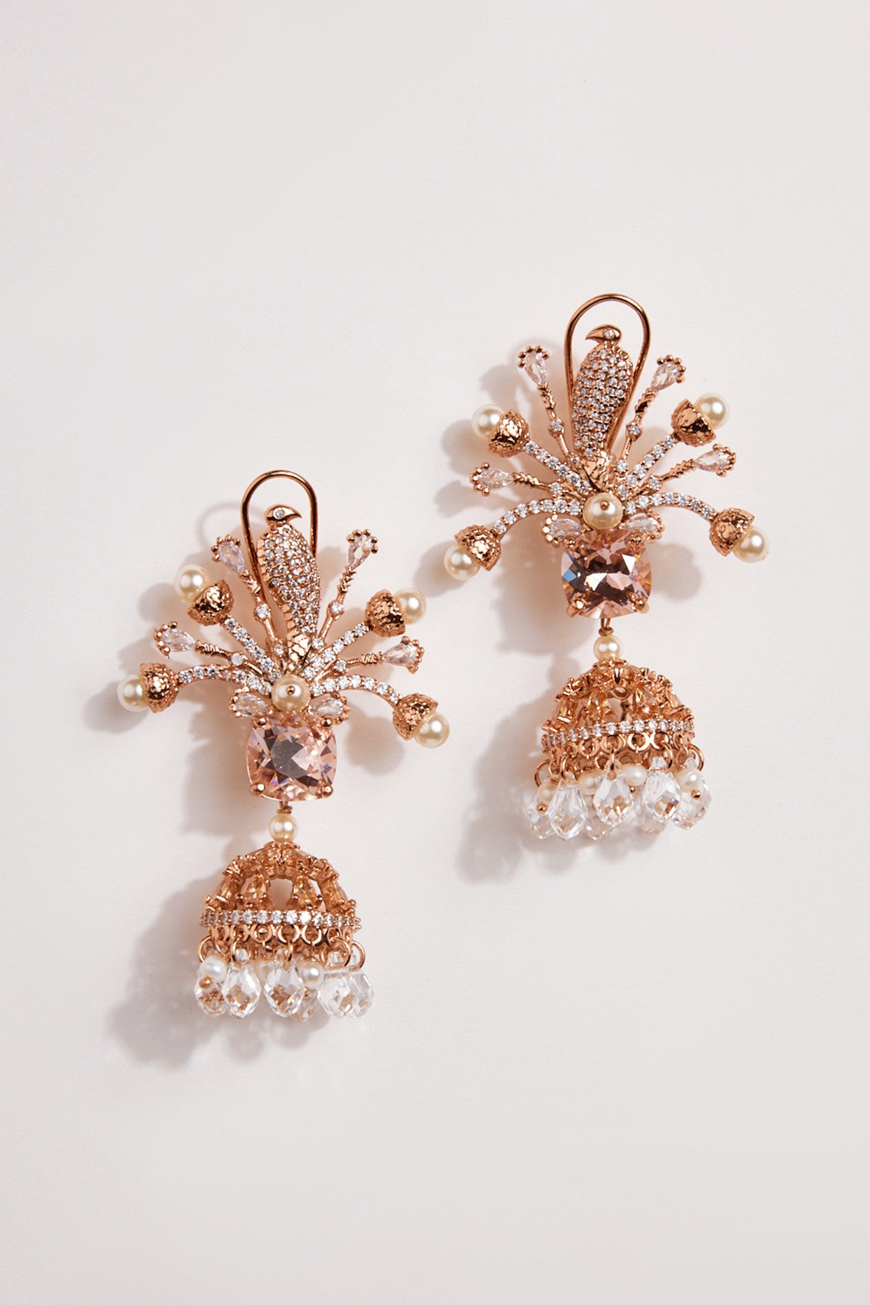 22kt Rose Gold Plated Swarovski Jhumka Earrings